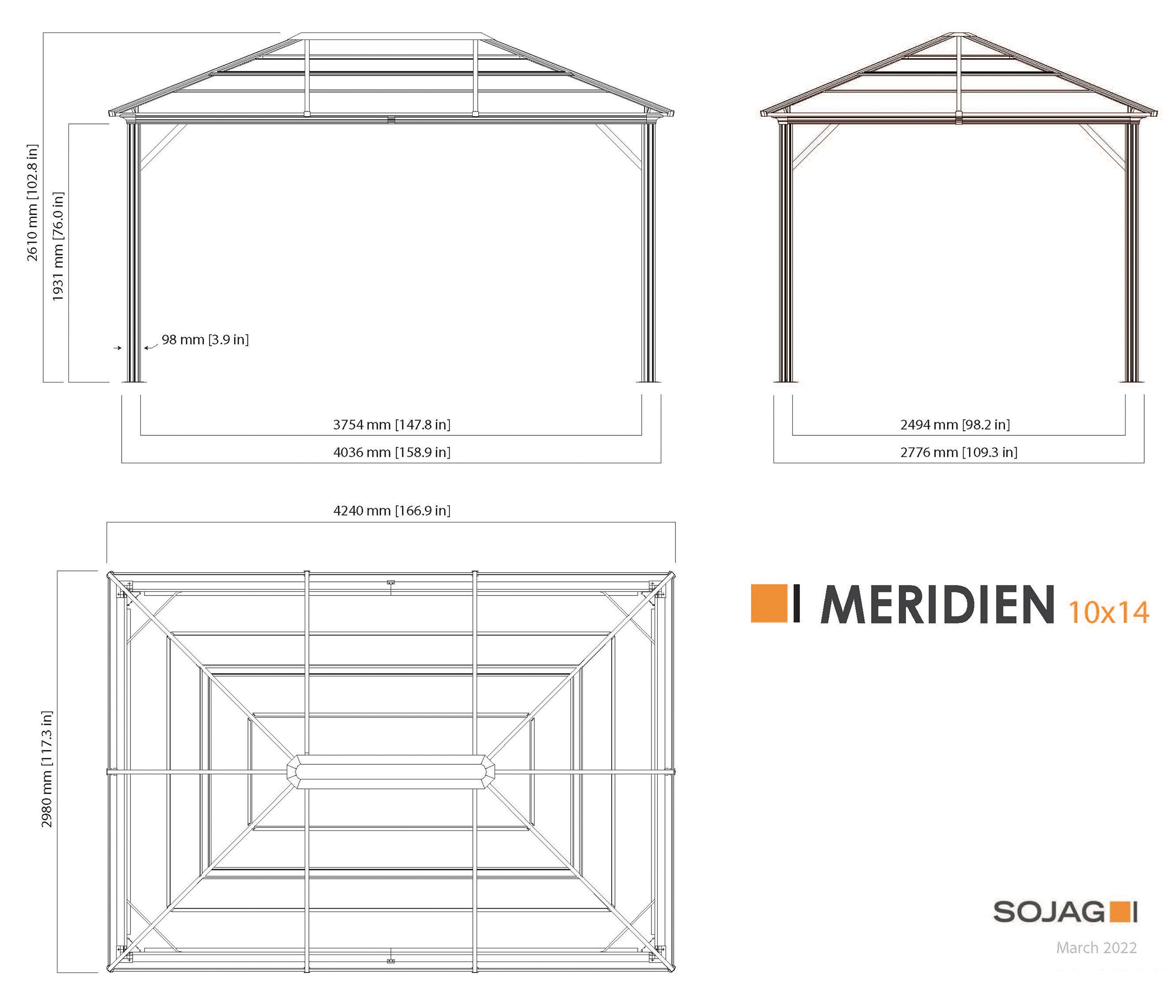 Sojag 10-ft X 14-ft Meridien Rectangle Charcoal Metal Polycarbonate ...