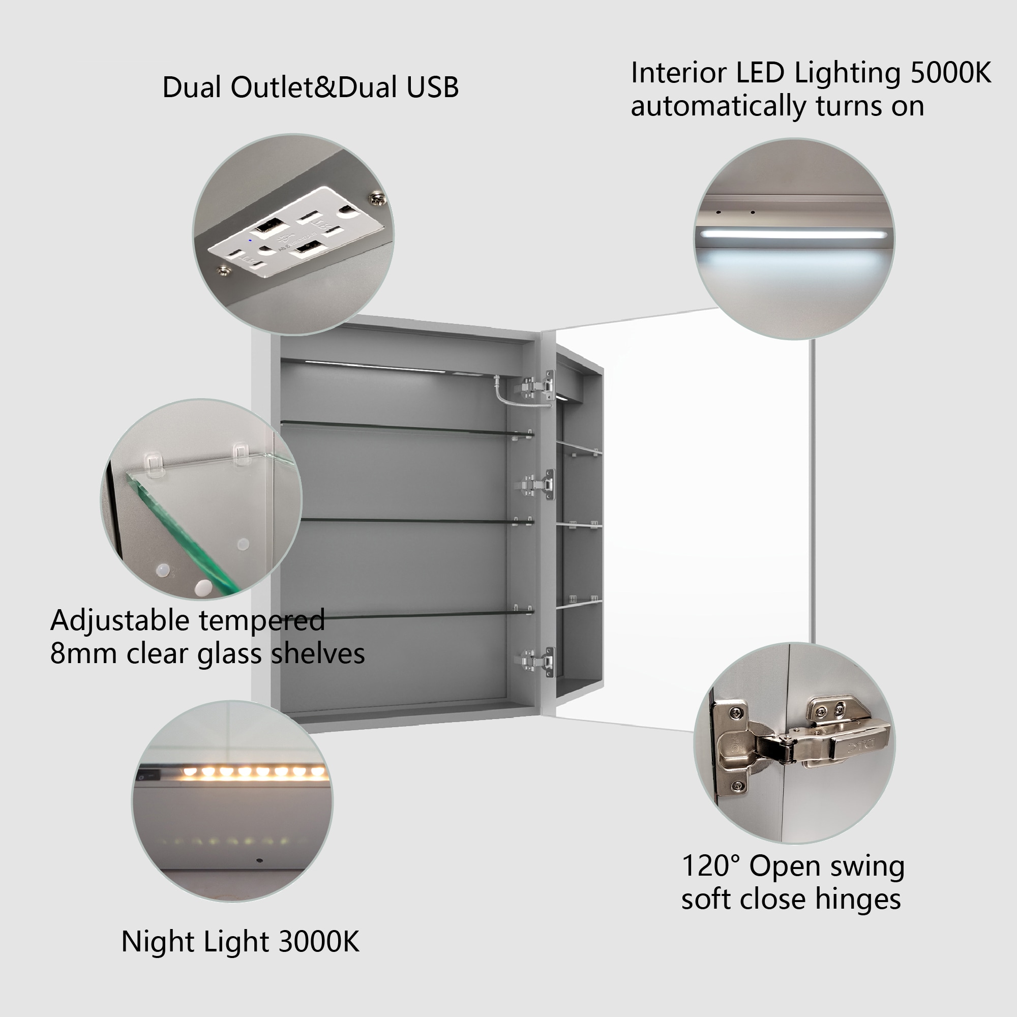 WELLFOR EX4 24-in x 32-in Lighted LED Fog Free Surface/Recessed Mount ...