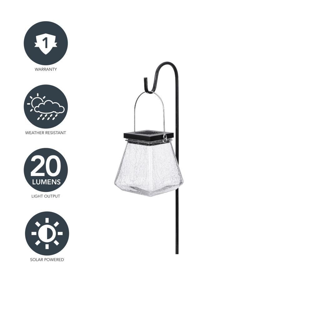 Fusion 4.53-in x 25.2-in Black Glass Solar Outdoor Decorative Lantern