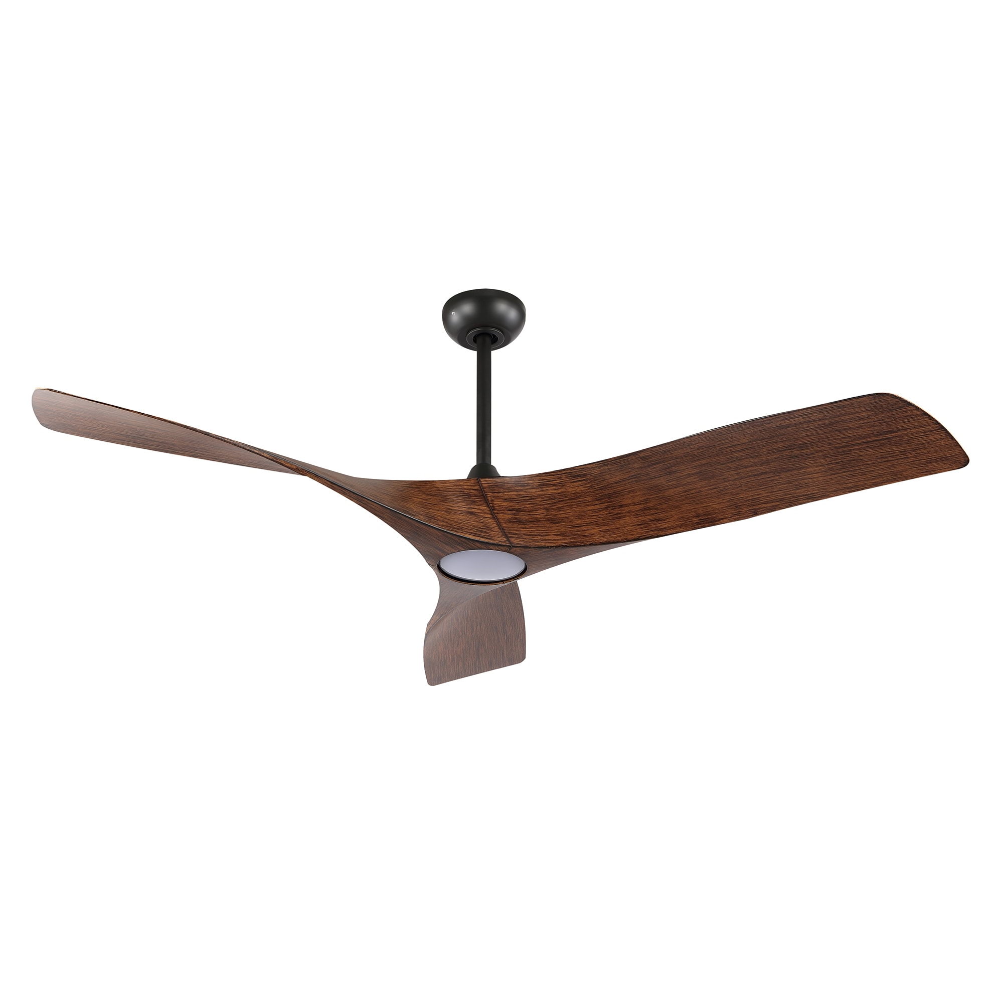 GETLEDEL CF-Q016-OZ 62-in Color-Changing Integrated LED Black with Walnut Blades Propeller Ceiling Fan With Light - Remote Included ( 3 -Blade )