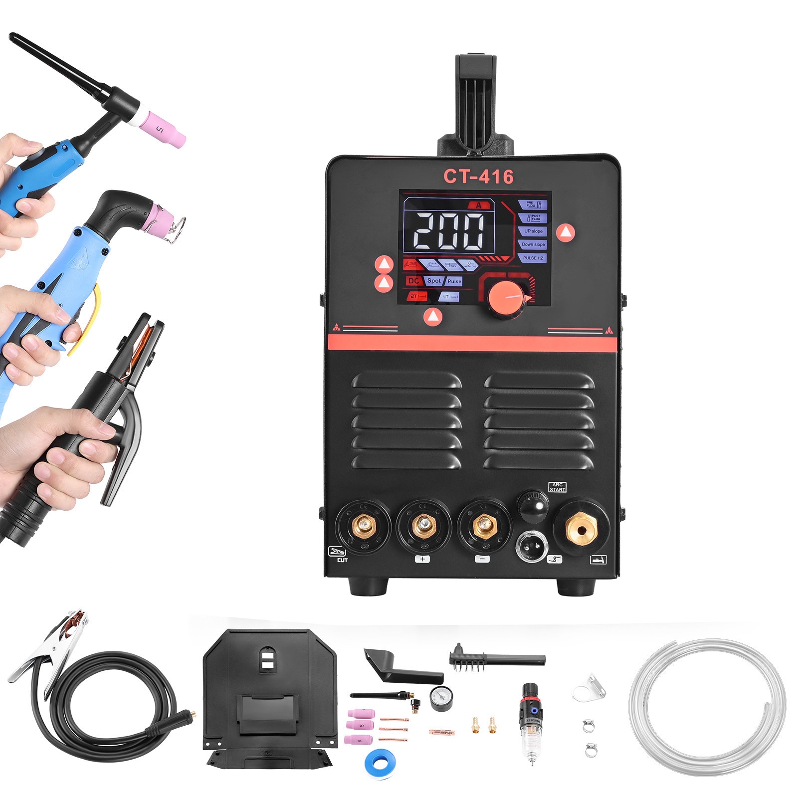 Mecale 3-in-1 Plasma Cutter Welder Combo CUT TIG and MMA 50A Non-Contact Cutting 110V 220V Black