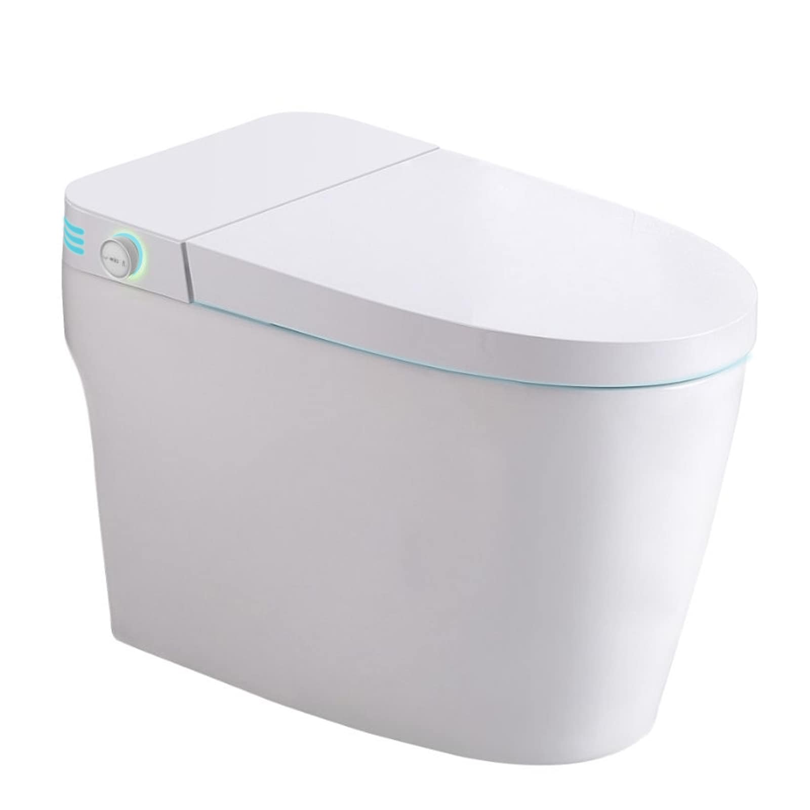 BWE SMTOILET-09 White Touchless Flush Elongated Chair height Smart Soft Close 1-piece Bidet Toilet 12-in Rough-In