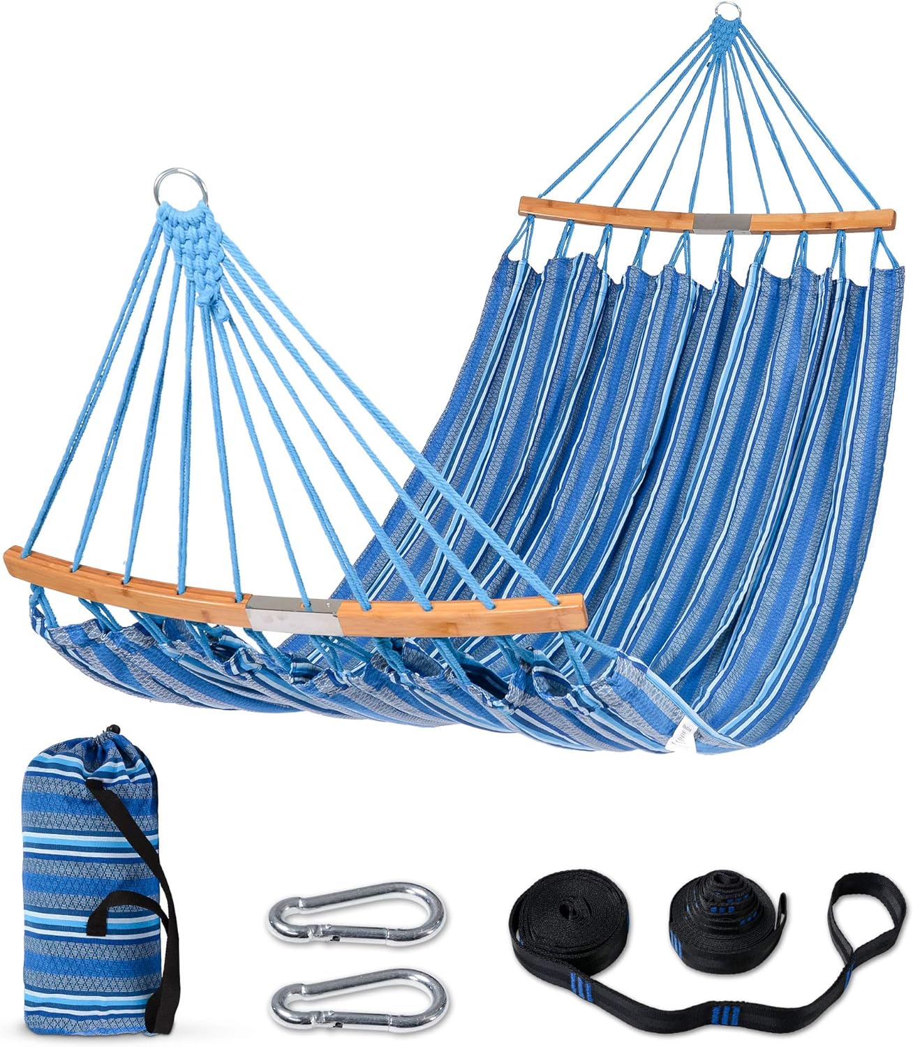 SUNCREAT - Hammocks Double Hammock with Curved Spreader Bar Outdoor Portable Hammock with Carryin...