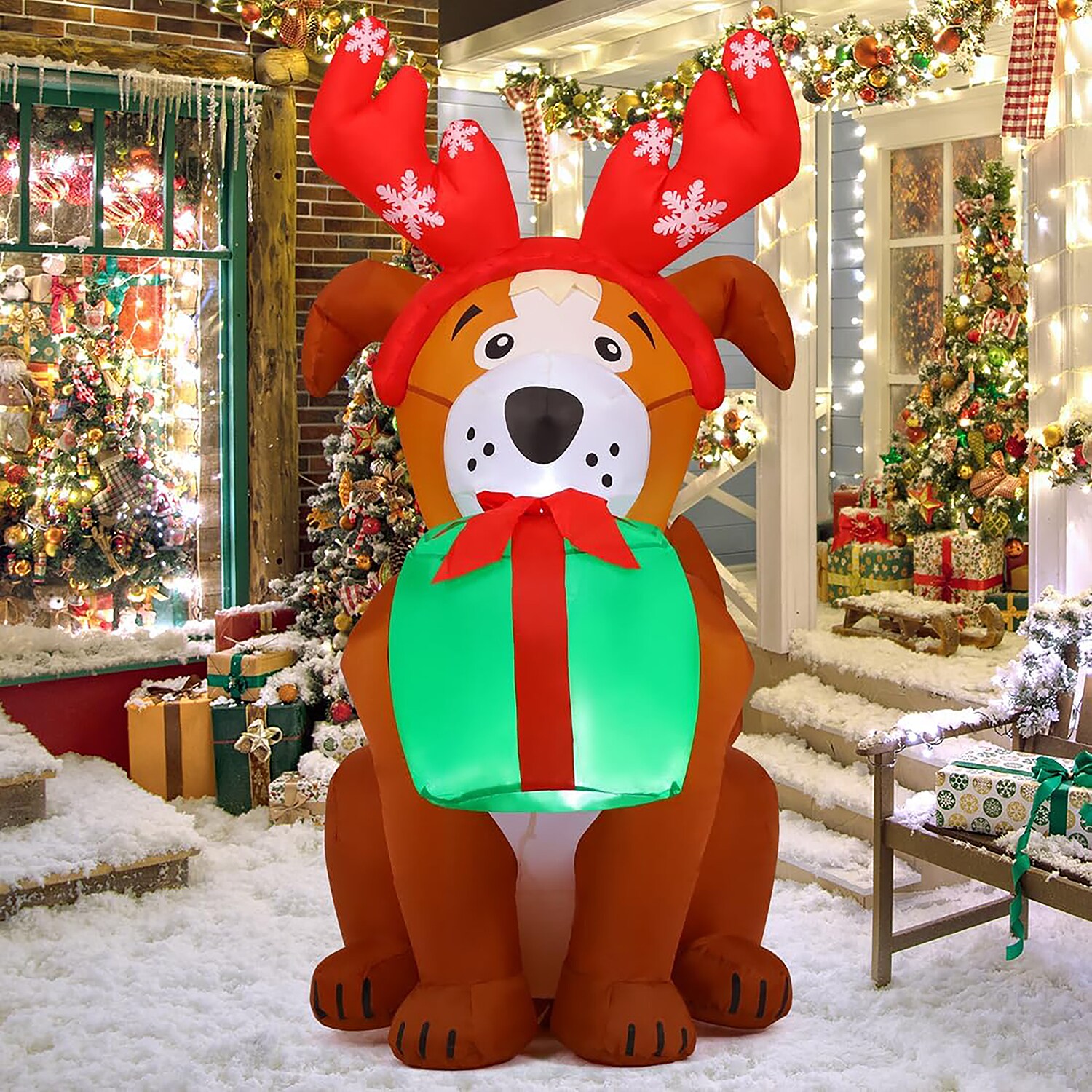 GOOSH DJ-SD-27270 5-Feet Lighted Dog Christmas Inflatable