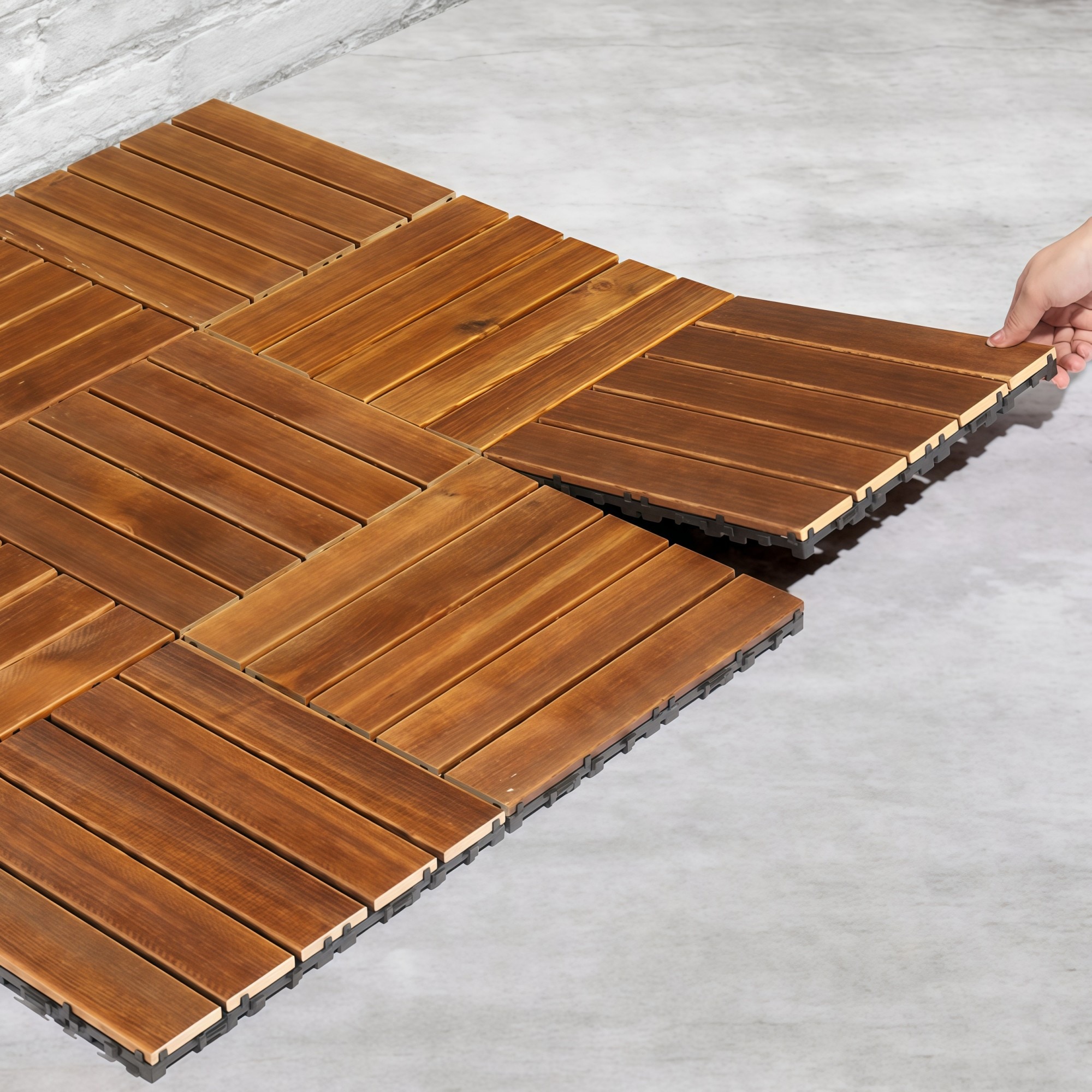 Numhew 11.8in x 11.8in 27-Piece Stripe Pattern Waterproof Wood ...