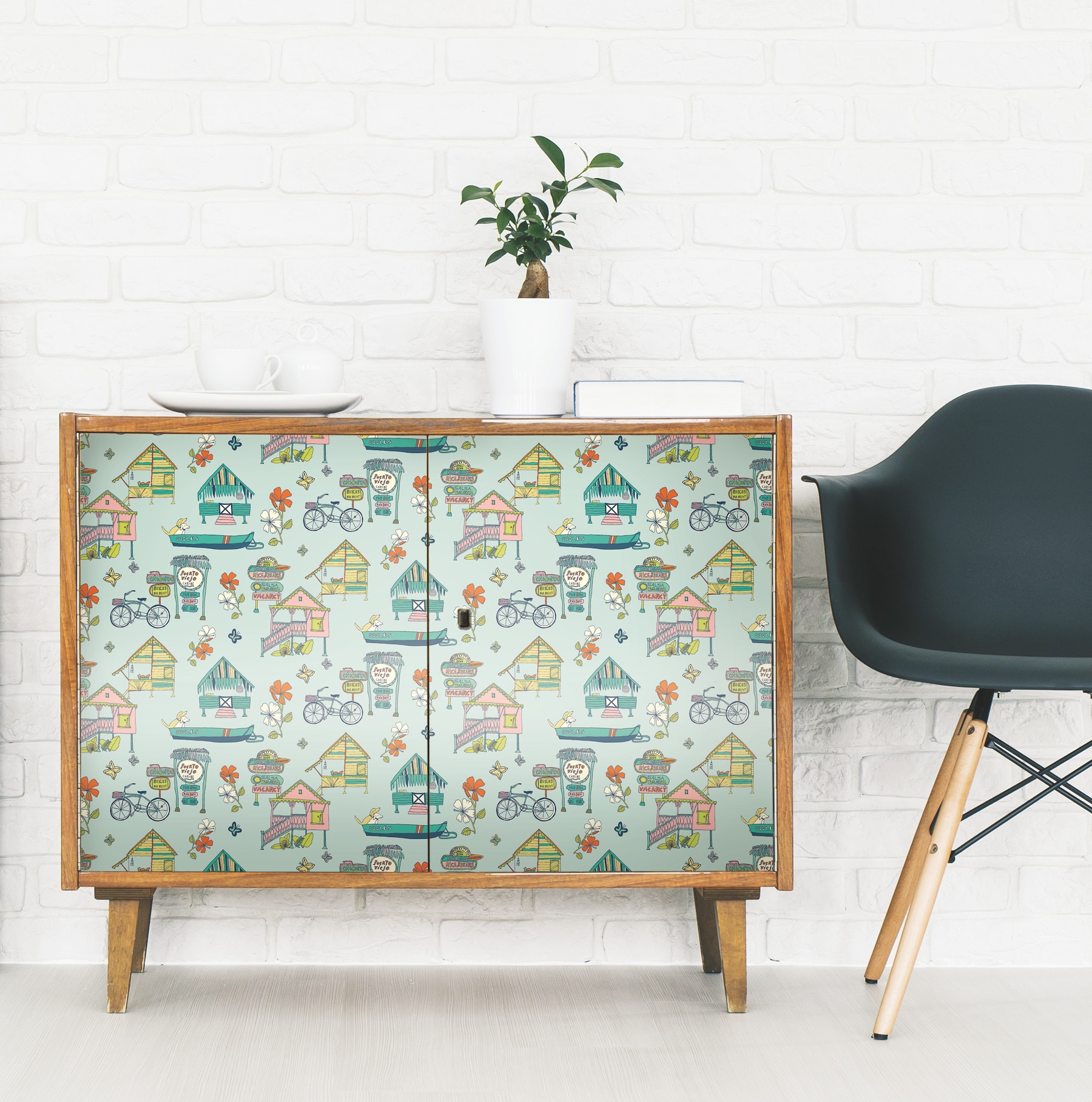RoomMates RMK12154RL 28.29-Sq. Feet Teal Vinyl Floral Self-adhesive Peel and Stick Wallpaper