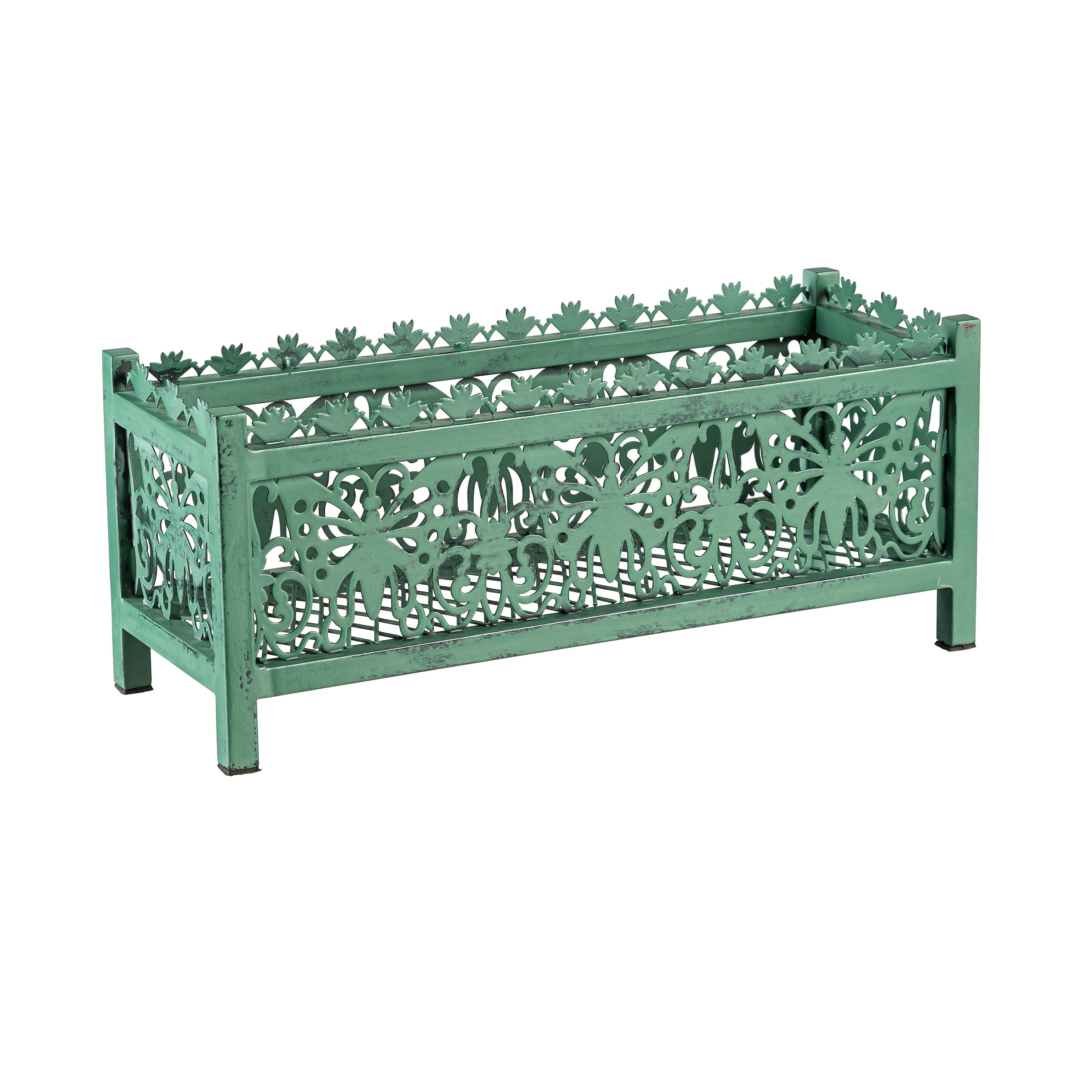Evergreen 8PMTL344 Rectangle 5.0-in W x 5.5-in H x 5-in D Green Metal Indoor/Outdoor Planter