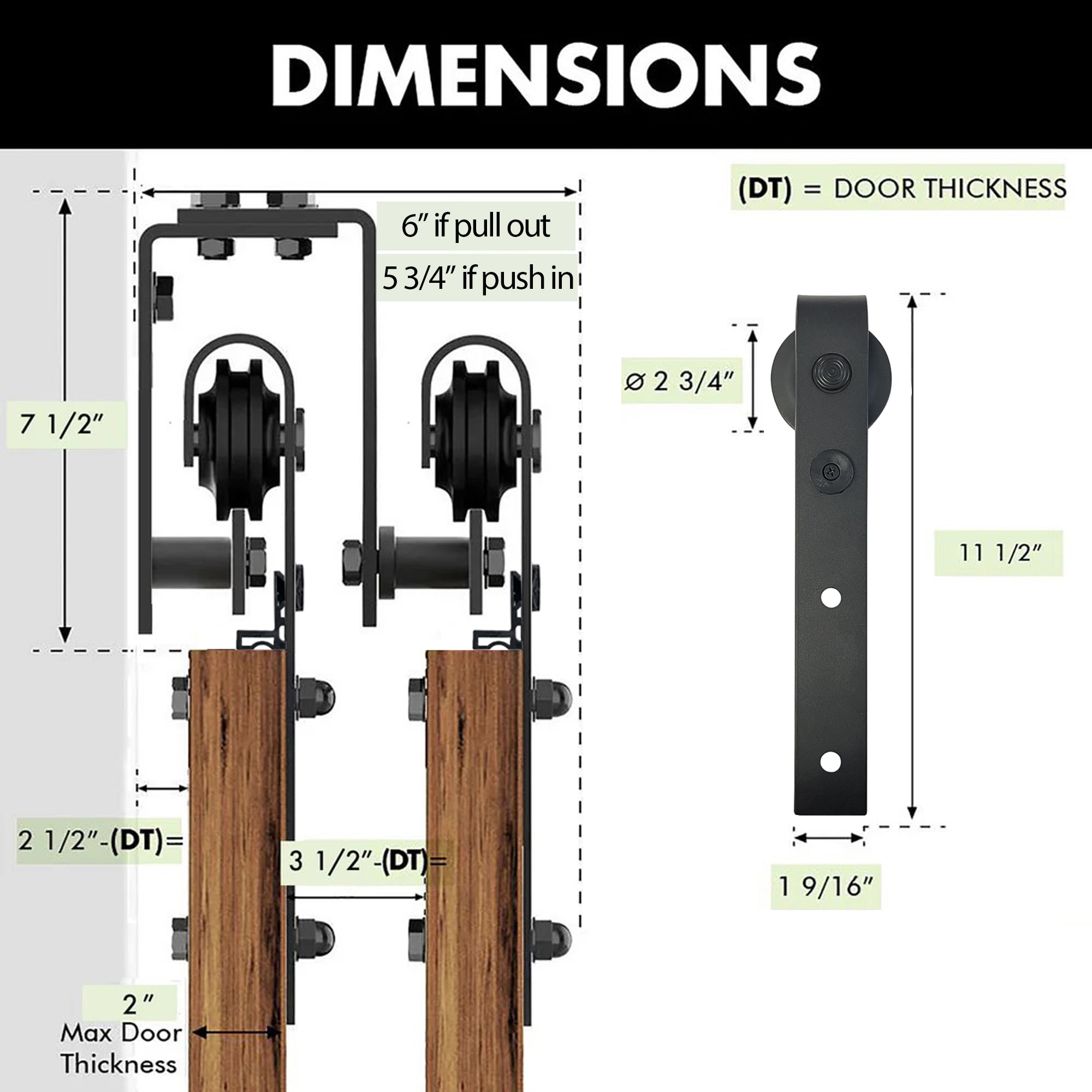 HOMACER LX4TGH132C Barn-Door-Roller-Kits - View #6