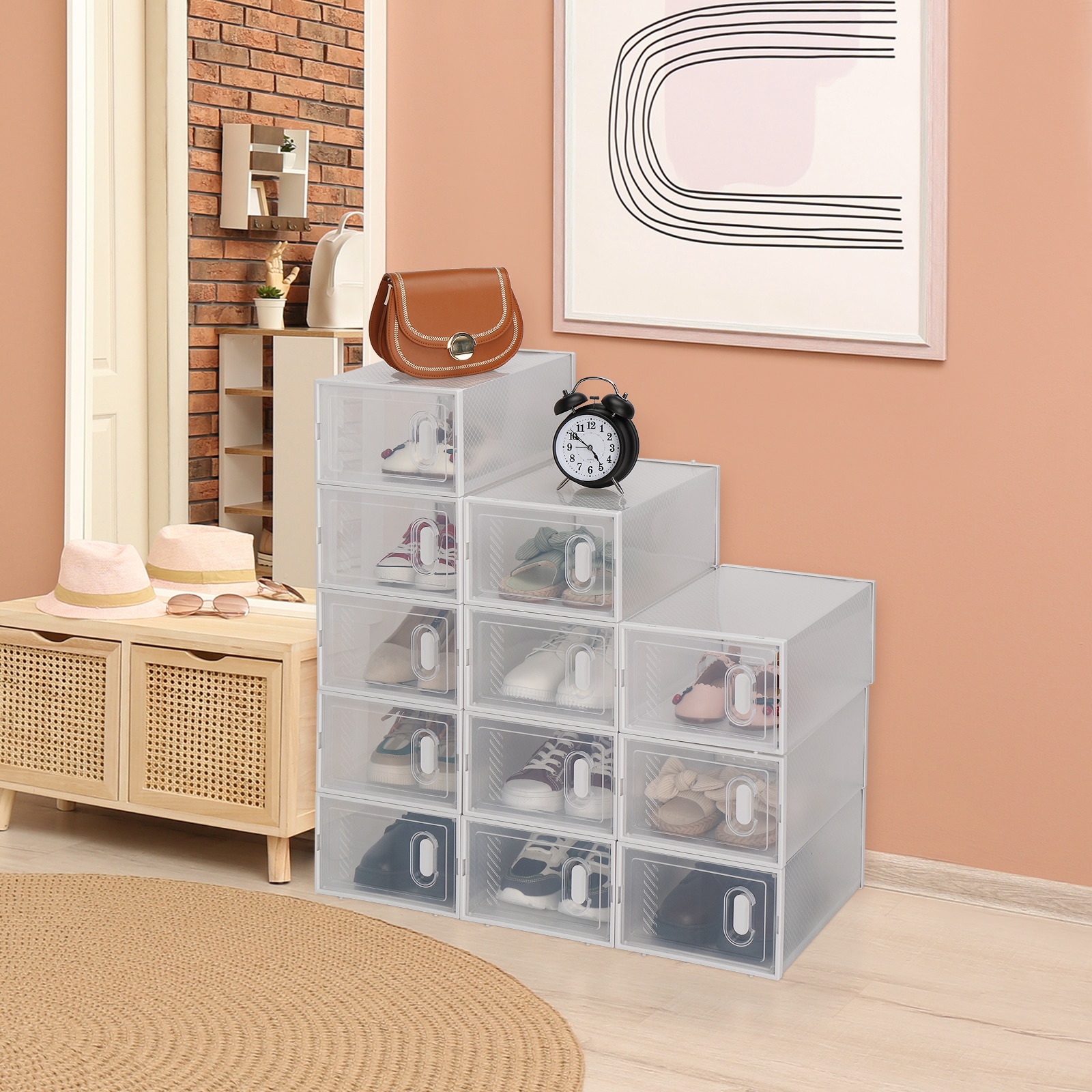 12 Pair Stackable Shoe Storage Box