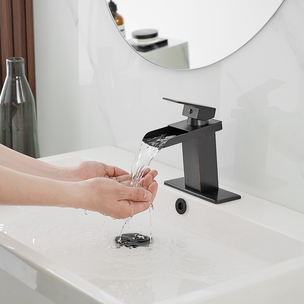 Oil-Rubbed Bronze Single-Handle Waterfall Bathroom Faucet