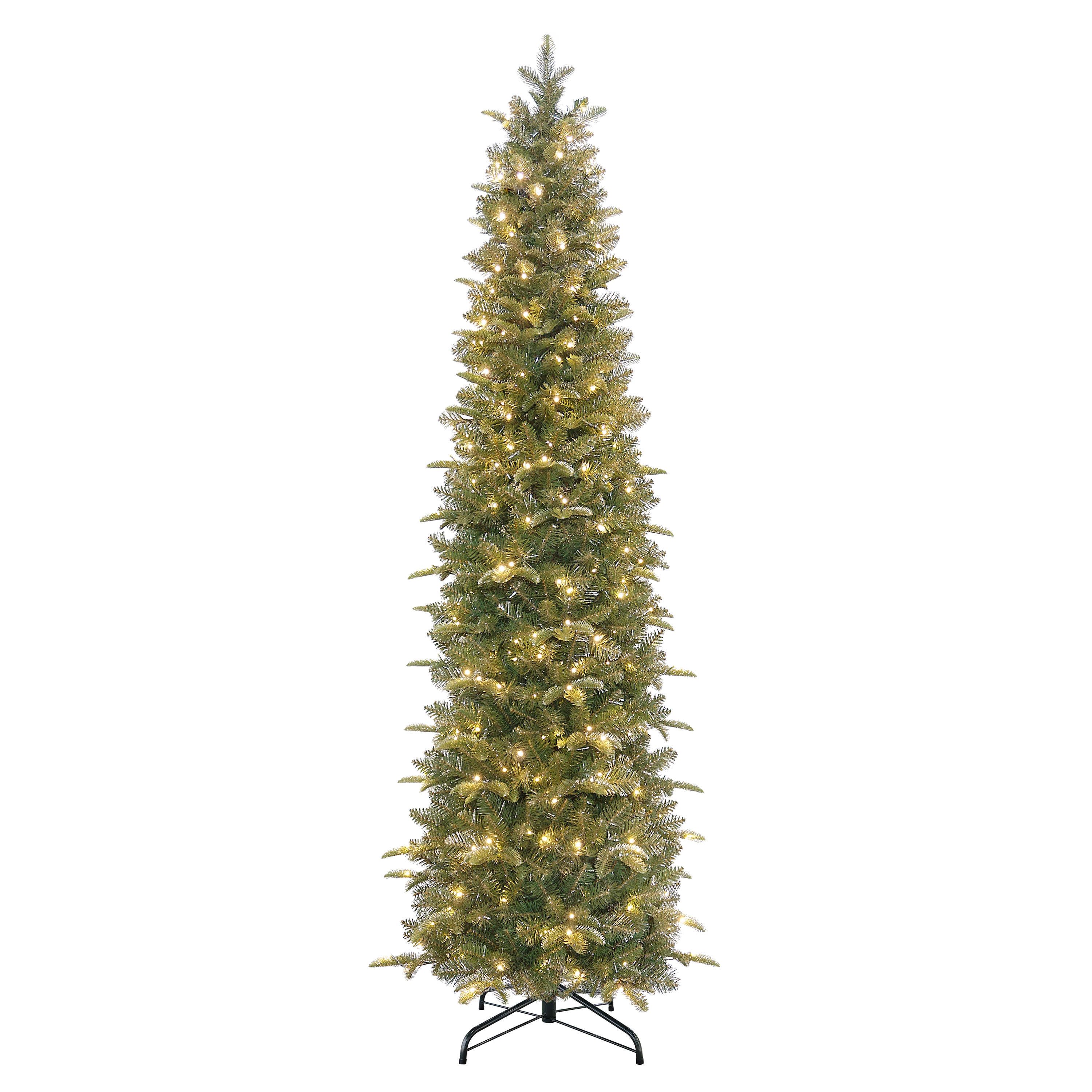 Puleo International Yardley Spruce 7.5-ft Spruce Pre-lit Pencil Artificial Christmas Tree Multicolor/White LED Lights