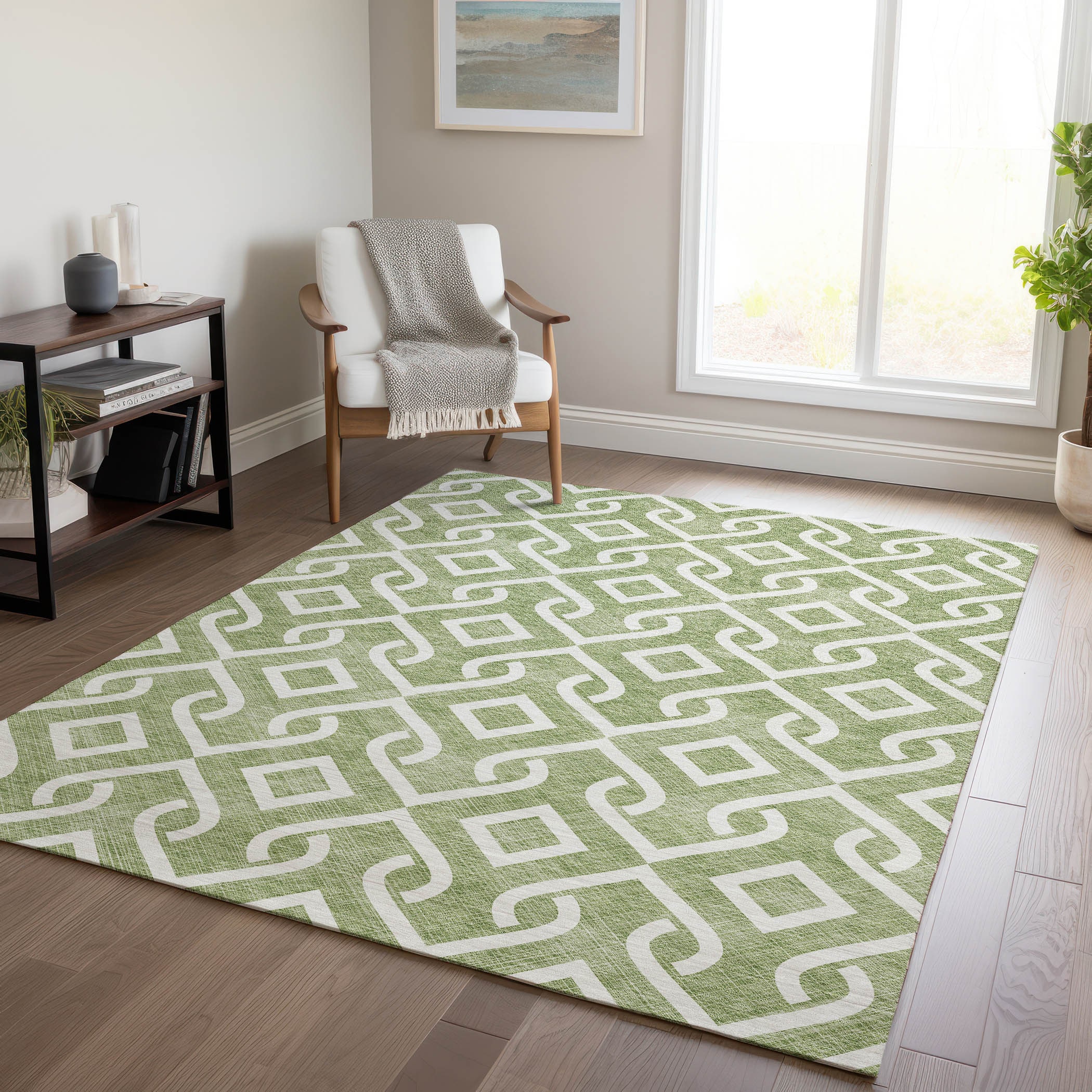 Addison Rugs ACN621GE8X10 Chantille ACN621GE 8 x 10 (ft) Polyester Green Rectangular Indoor/Outdoor Geometric Machine washable Area rug
