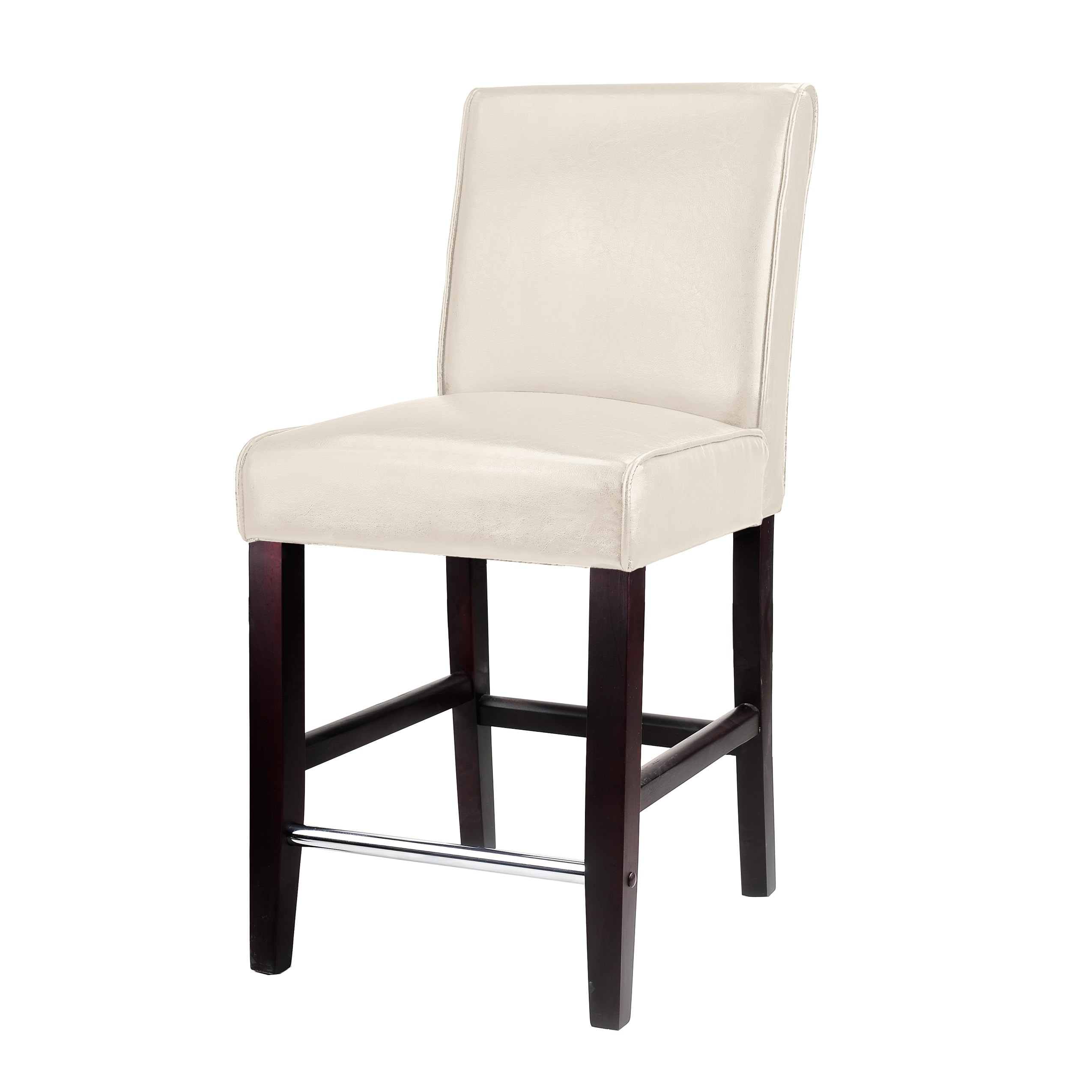 CorLiving Ira White 25-in H Counter Height Upholstered Wood Bar Stool ...