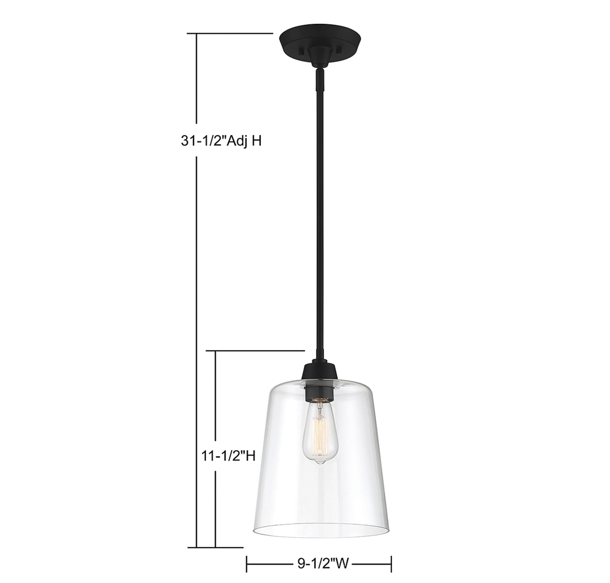 Templeton Matte Black Pendant Light with Clear Glass Shade