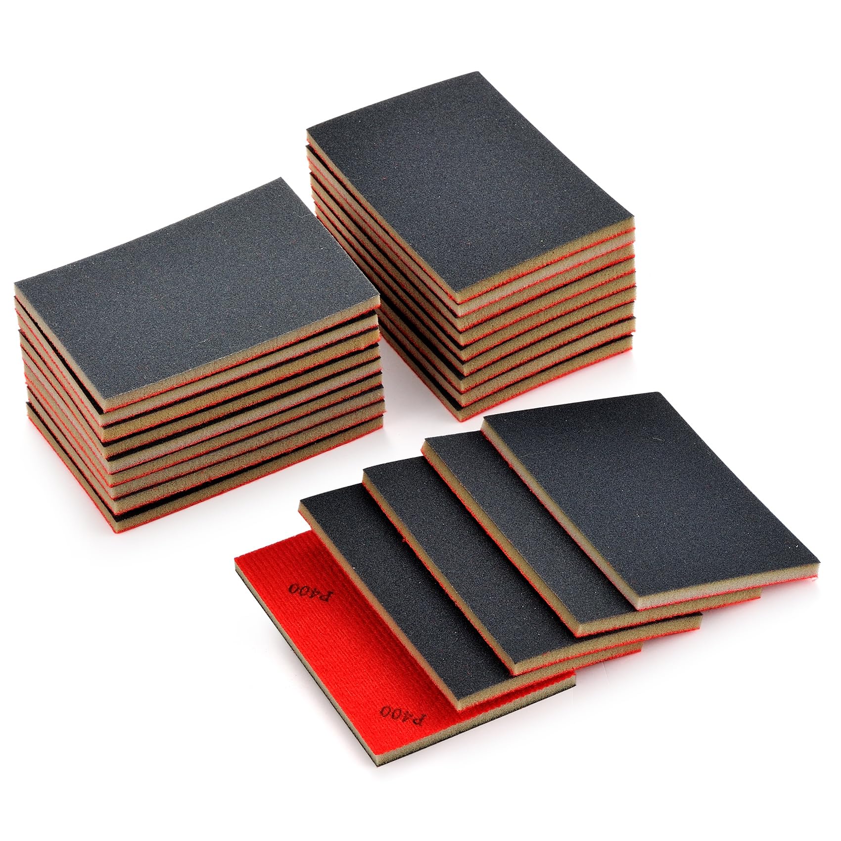 Ahfiwaso  20 Piece Sanding Sponge Set 400 Grit Soft Foam Hand Sander Block Three by Four Inch Wet Dry Sandpaper Sponge for Metal Wood Furniture