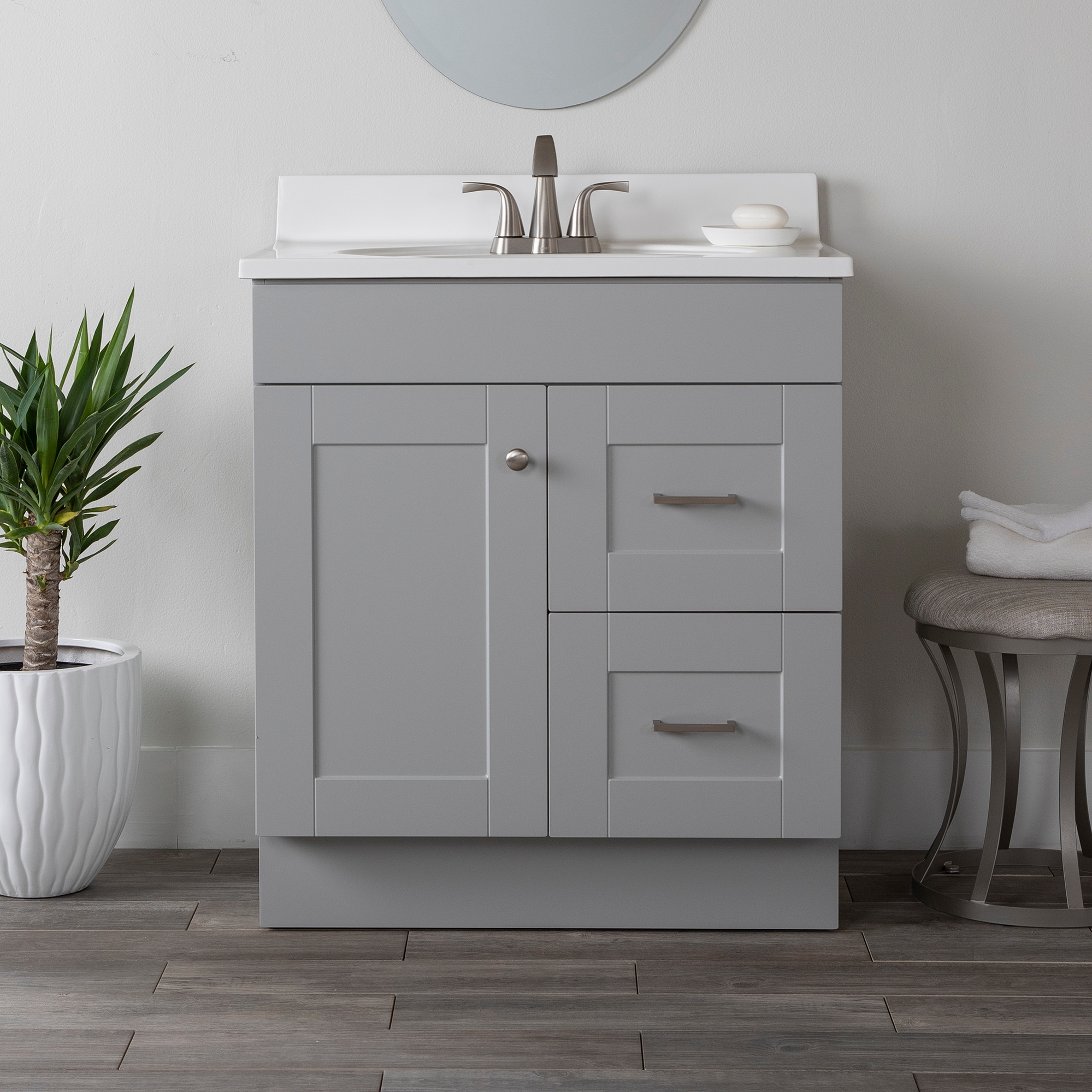 alexis bathroom vanity with stool in grey