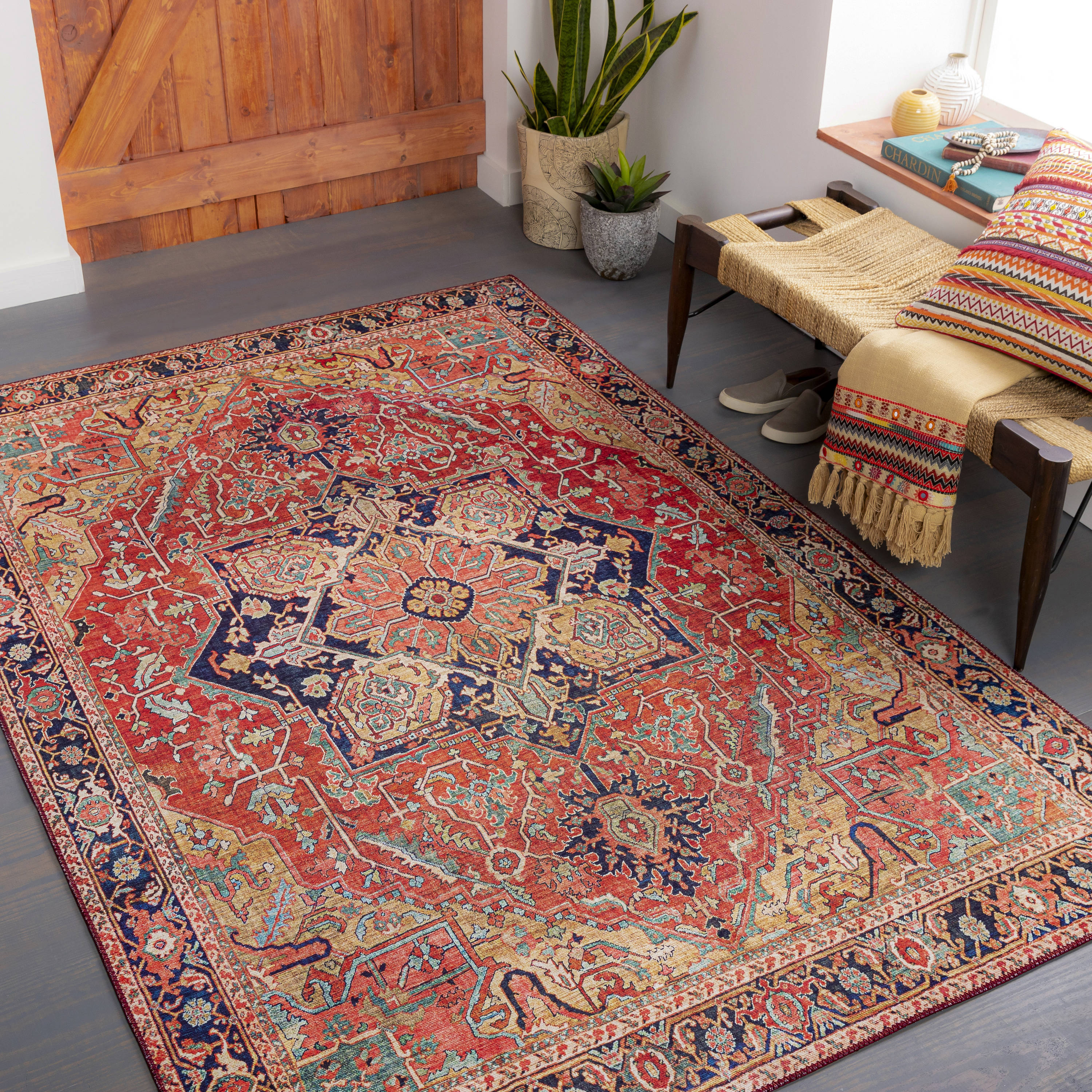Livabliss IRS2343-3656 Iris 4 x 6 (ft) Flatweave Polyester Red/Gold Rectangular Indoor Medallion Oriental Area rug