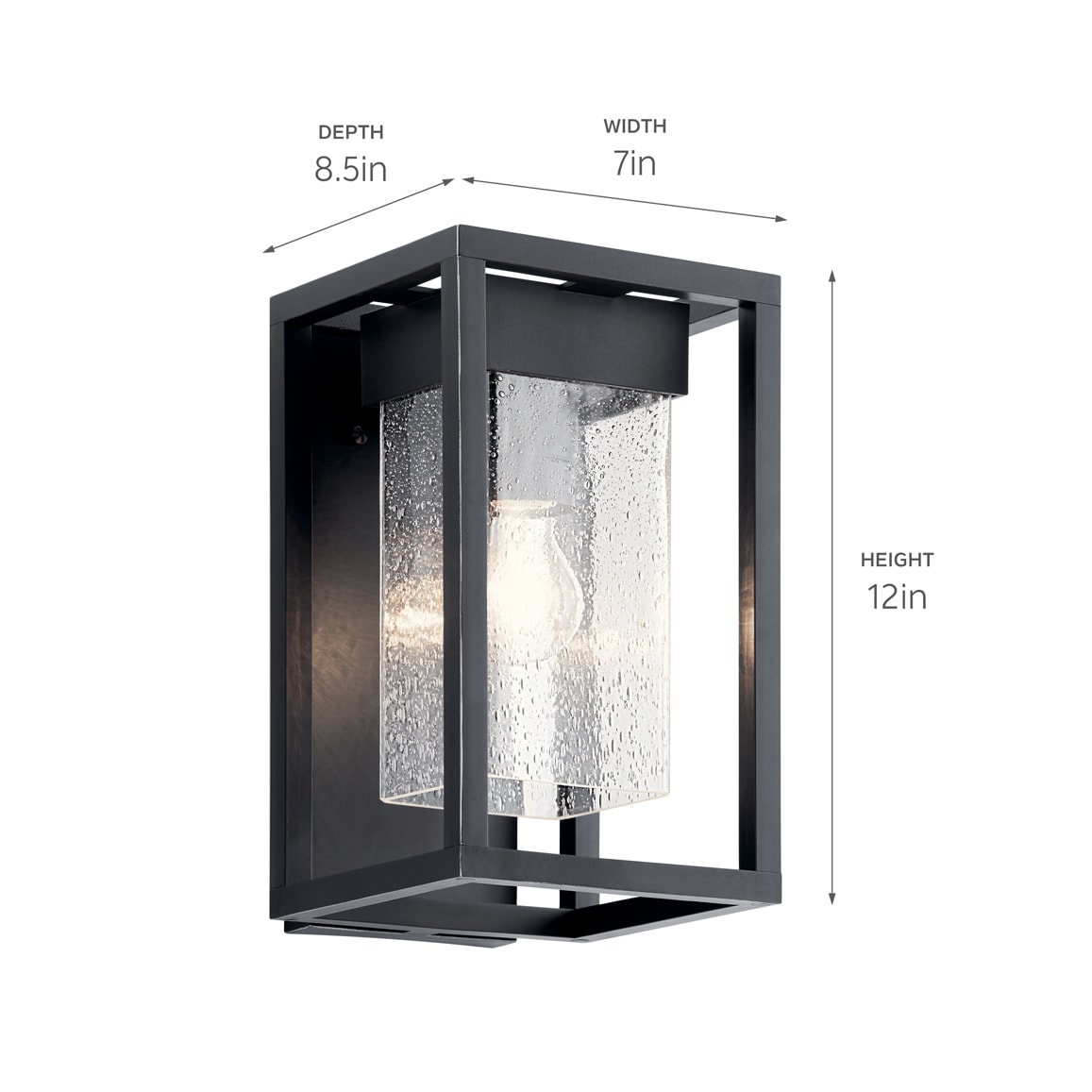 Mercer Black and Silver 12" Outdoor Wall Sconce with Clear Seeded Glass