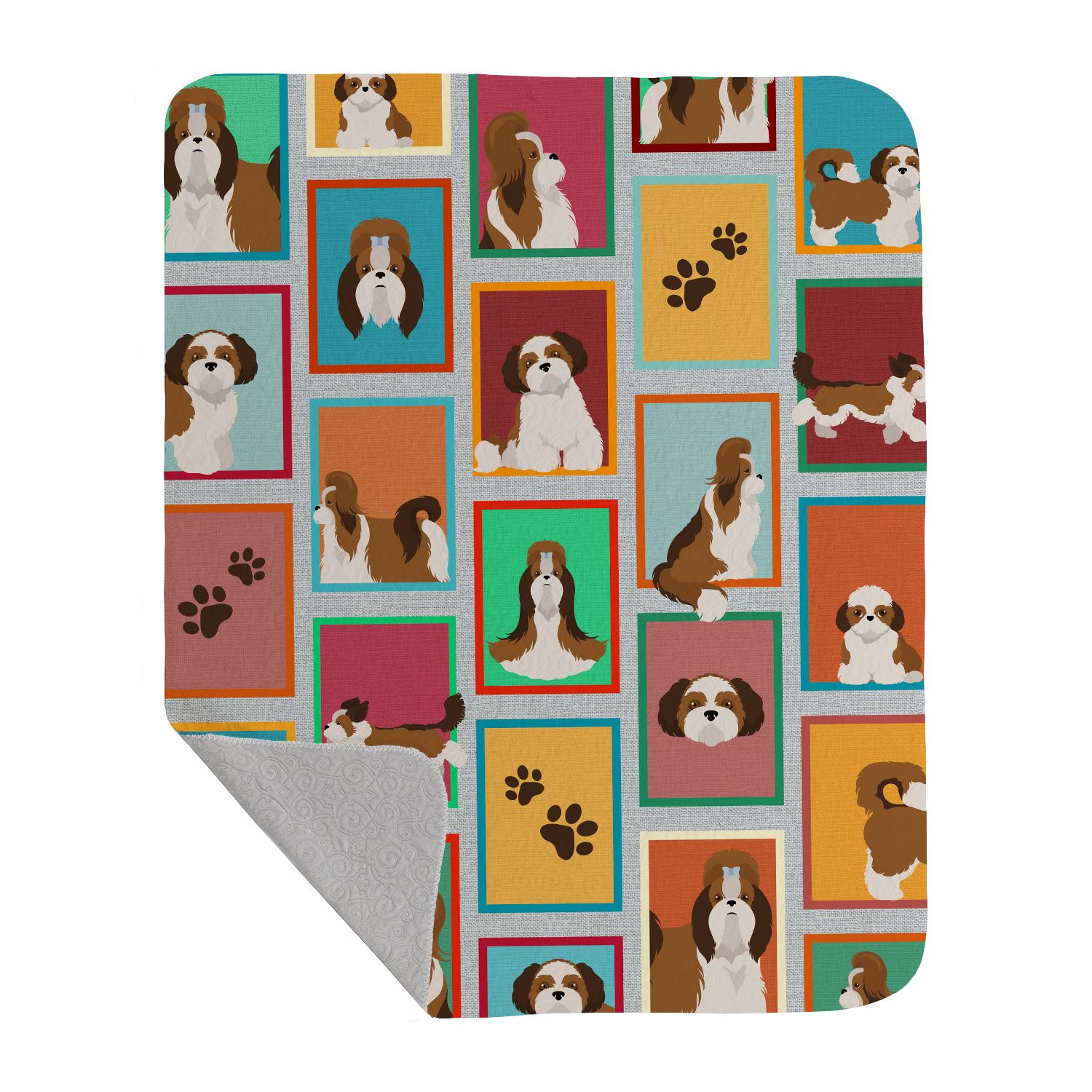JUSHUA Lots of Shih Tzu Quilted Blanket is 50ft by 60ft Artwork Pattern Quilted Throw Blanket for Bed Couch Sofa and it is Soft and Lightweight