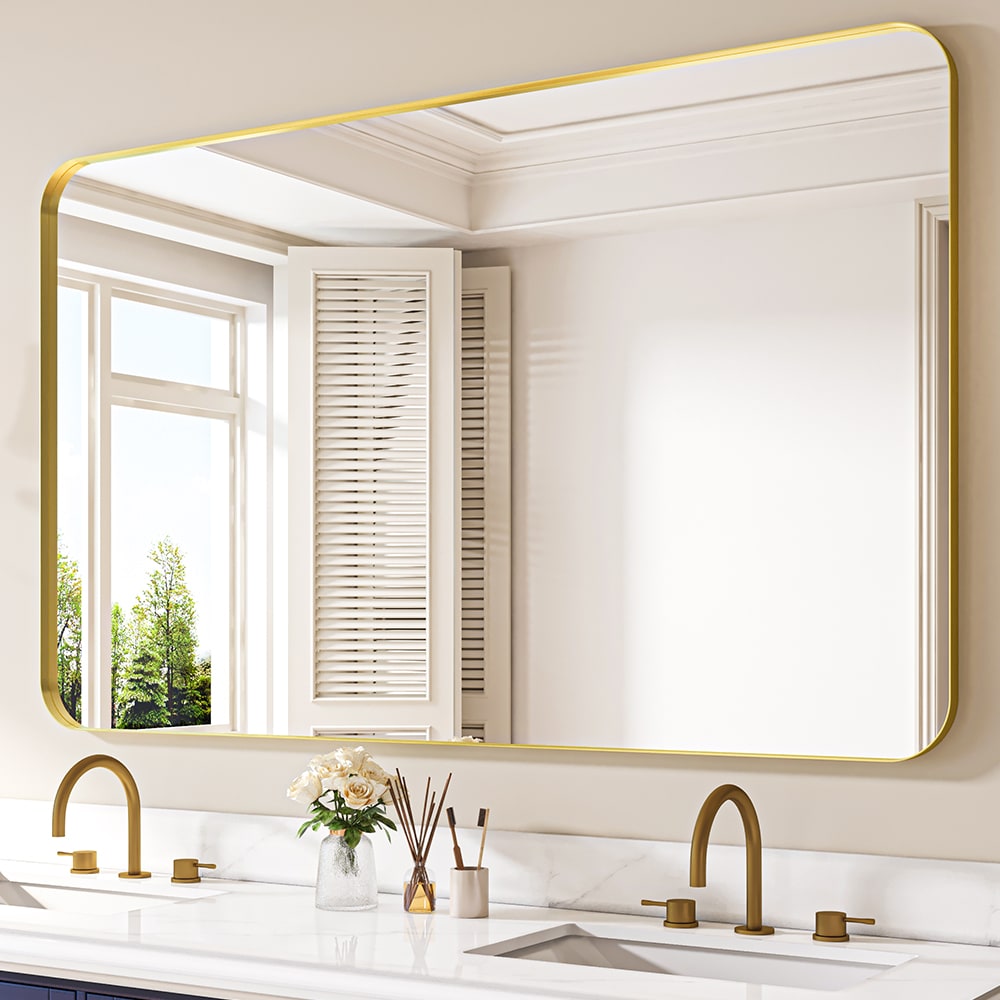 waterpar WPLO-2171 60-Inches x 36-Inches Polished Rectangle Bathroom Vanity Mirror ( Gold )