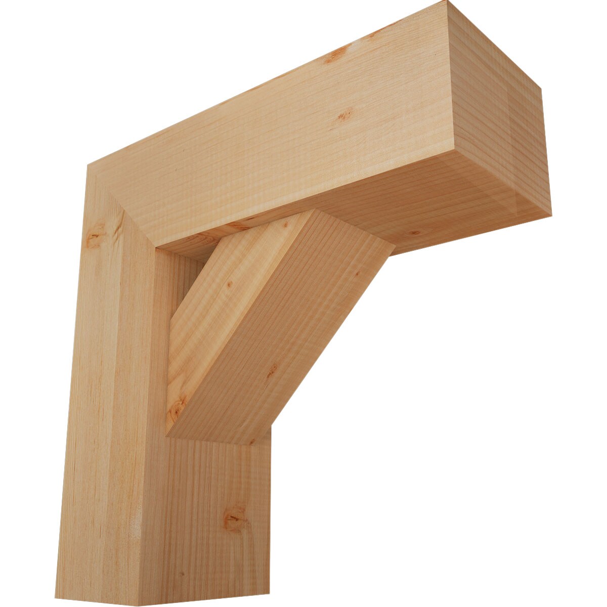 Ekena Millwork 1465066 Traditional block smooth bracket with offset brace 7-1/2-in x 20-in x 20-in Douglas fir Brown Wood Standard bracket