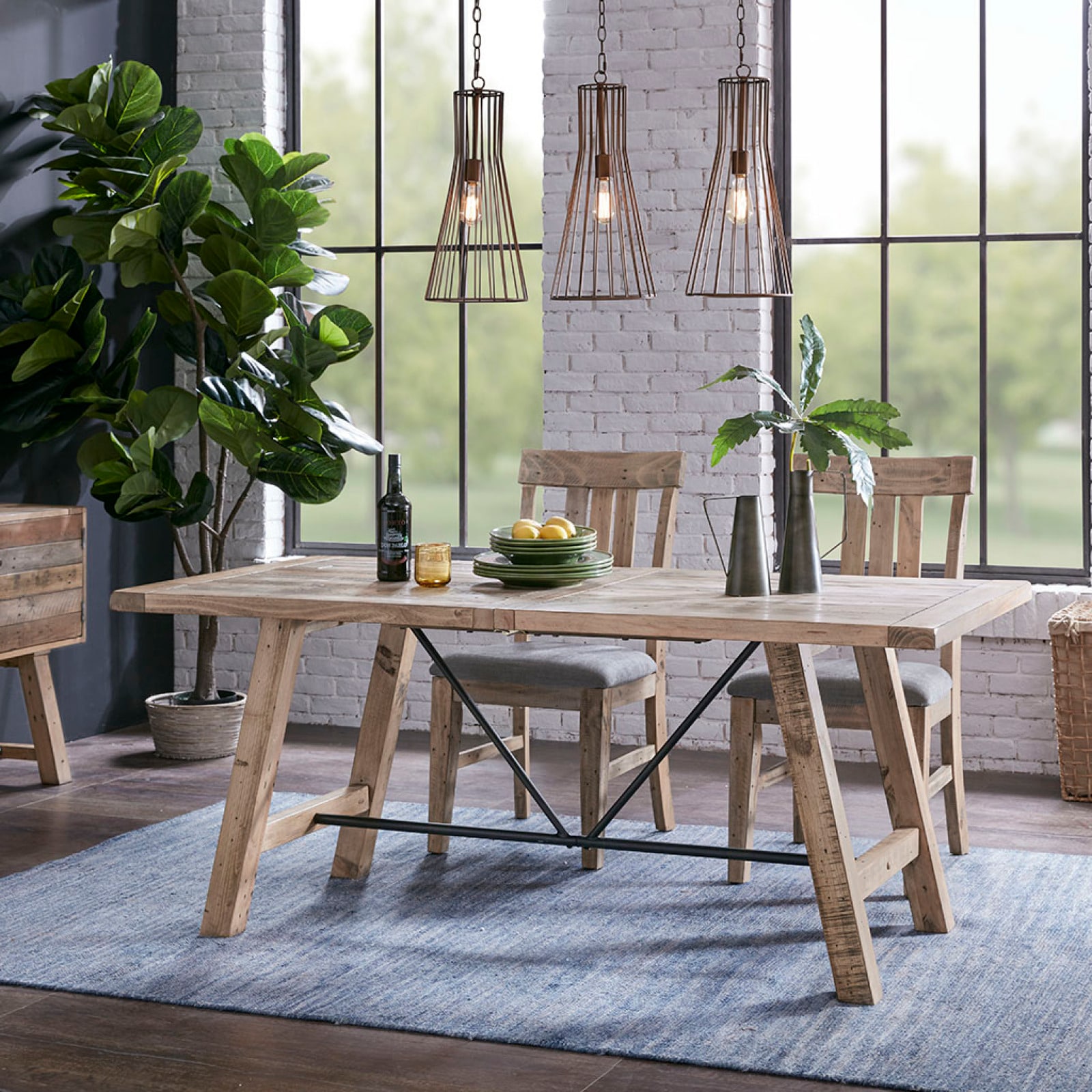 CHITA Natural Rustic Rectangular Dining Table for Kitchen Dining Room ...