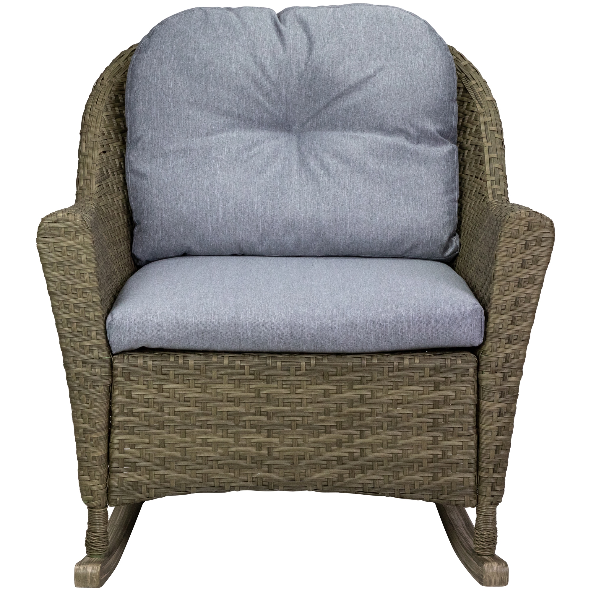 Northlight 35697565 Wicker Gray Wicker Frame Rocking Chair with Solid Seat