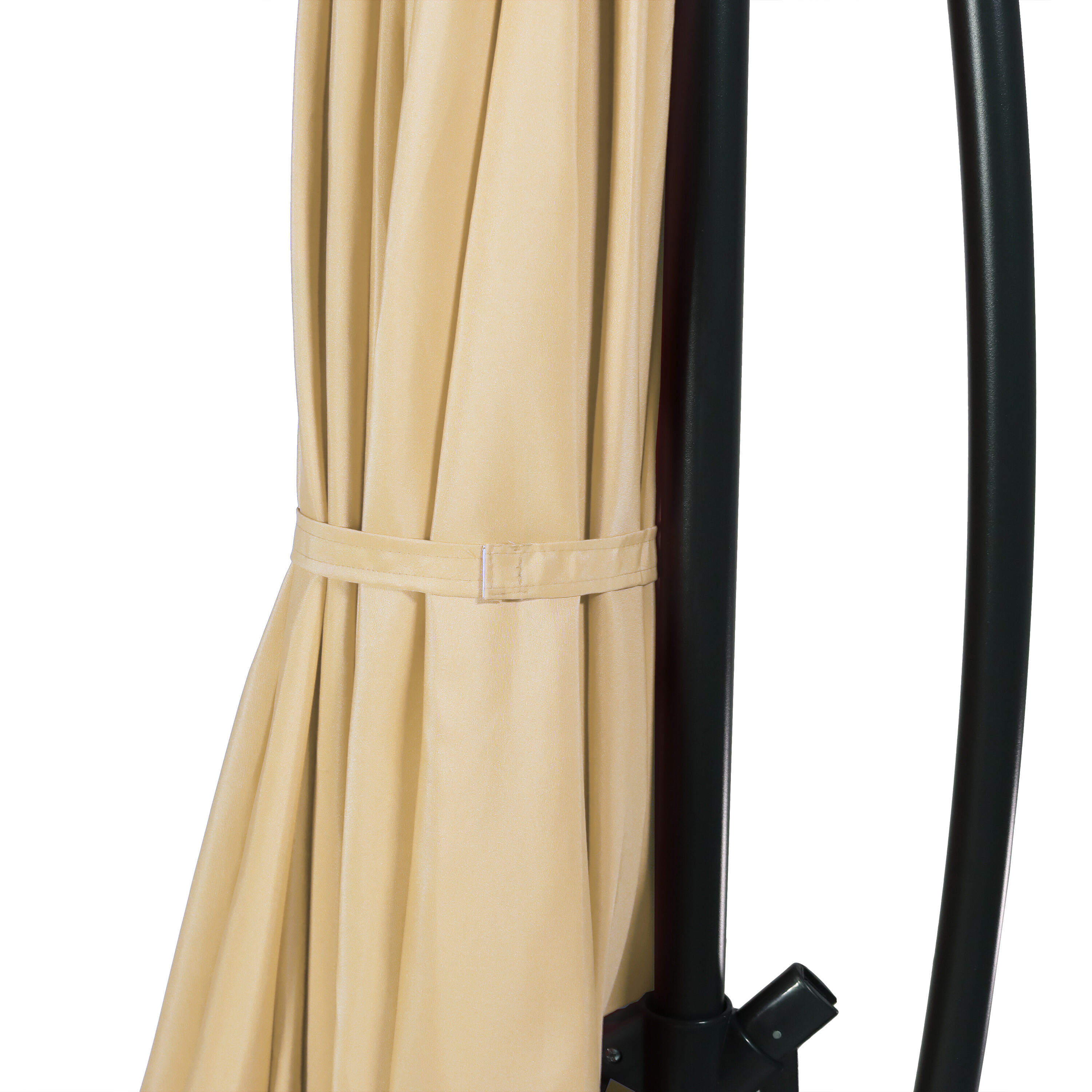 Beige Steel Octagon Cantilever Patio Umbrella with Polyester Canopy