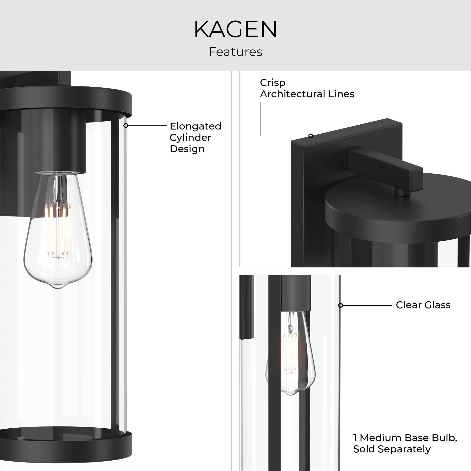 Progress Lighting Kagen 1 -Light 18-in H Matte Black Hardwired Outdoor ...