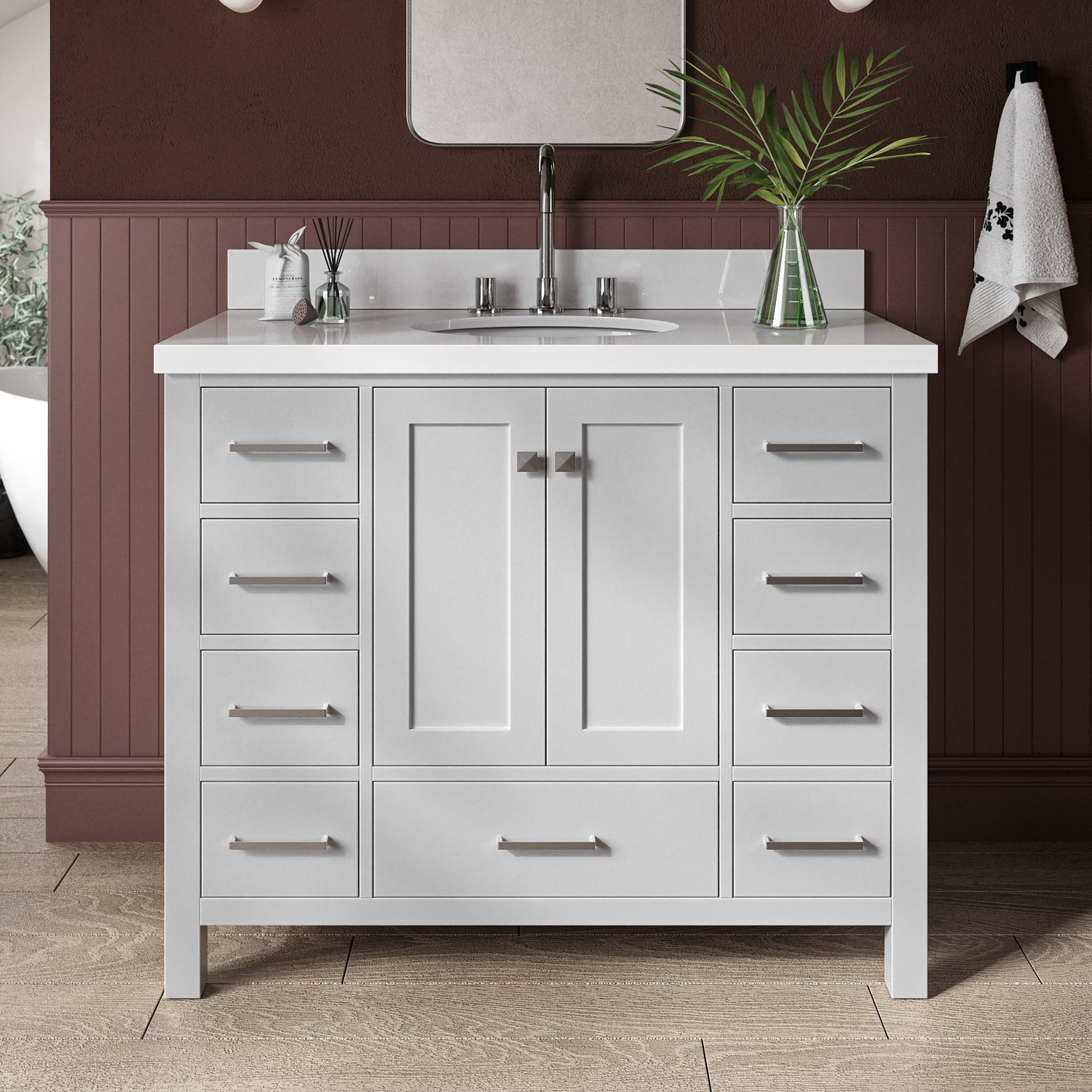 ARIEL A043SWQOVOGRY Cambridge 43-in Gray Undermount Single Sink Bathroom Vanity with Pure White Quartz Quartz Top
