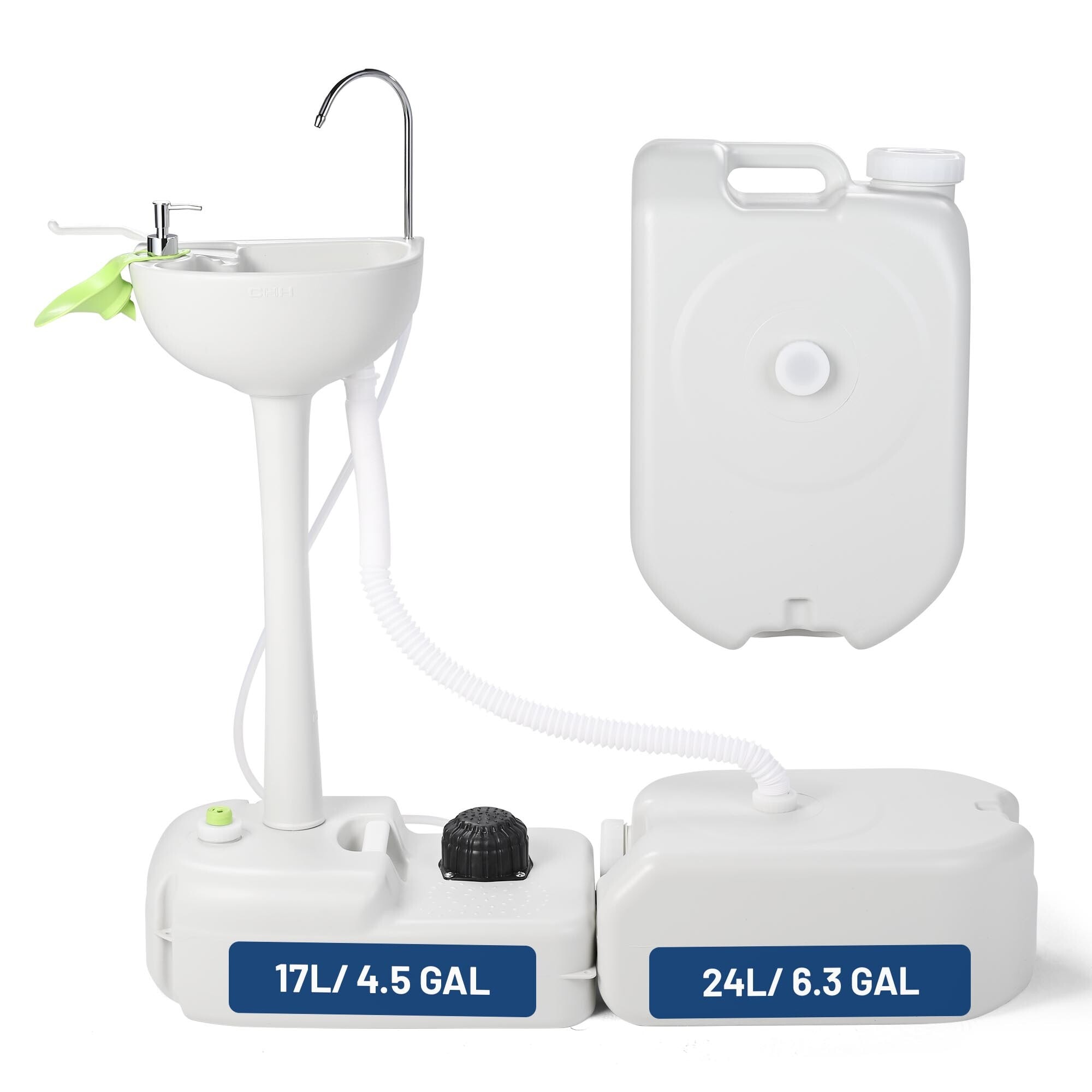 Yescom  17L Portable Camping Sink with Pump and 2 Pcs 24L Water Tank Small Handwashing Station For RV Travel Outdoor Party