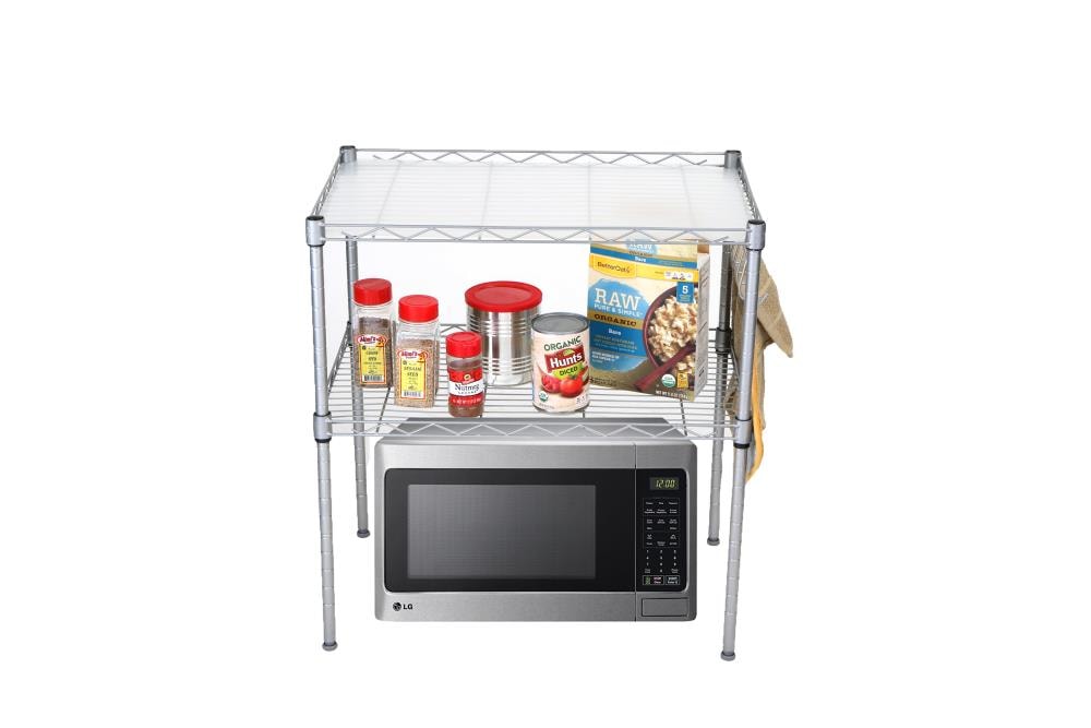 Organize It All Black Metal Base with Steel Metal Top Microwave Cart  (17.75-in x 24-in x 53-in)