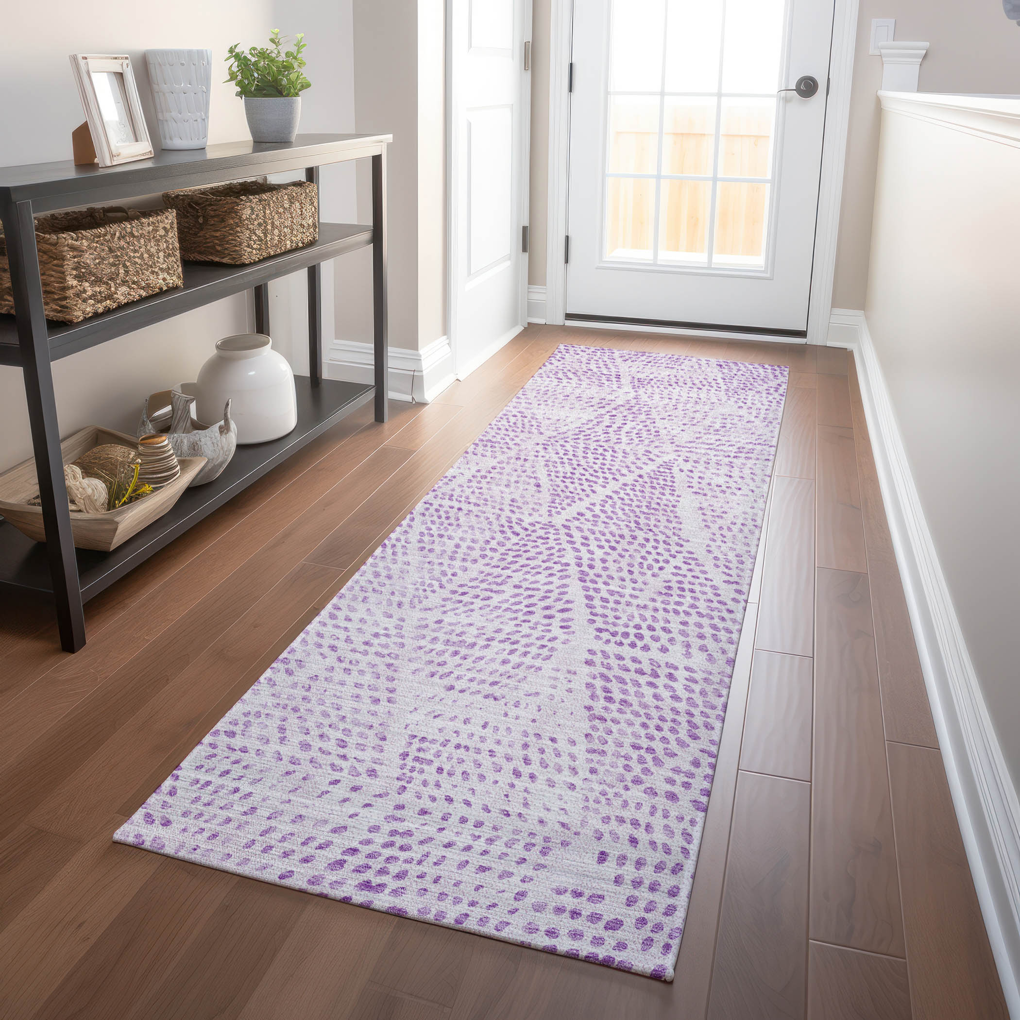 Addison Rugs ACN591PP2X8 Chantille ACN591PP 2 x 7 (ft) Polyester Purple Rectangular Indoor/Outdoor Geometric Moroccan Machine washable Runner rug