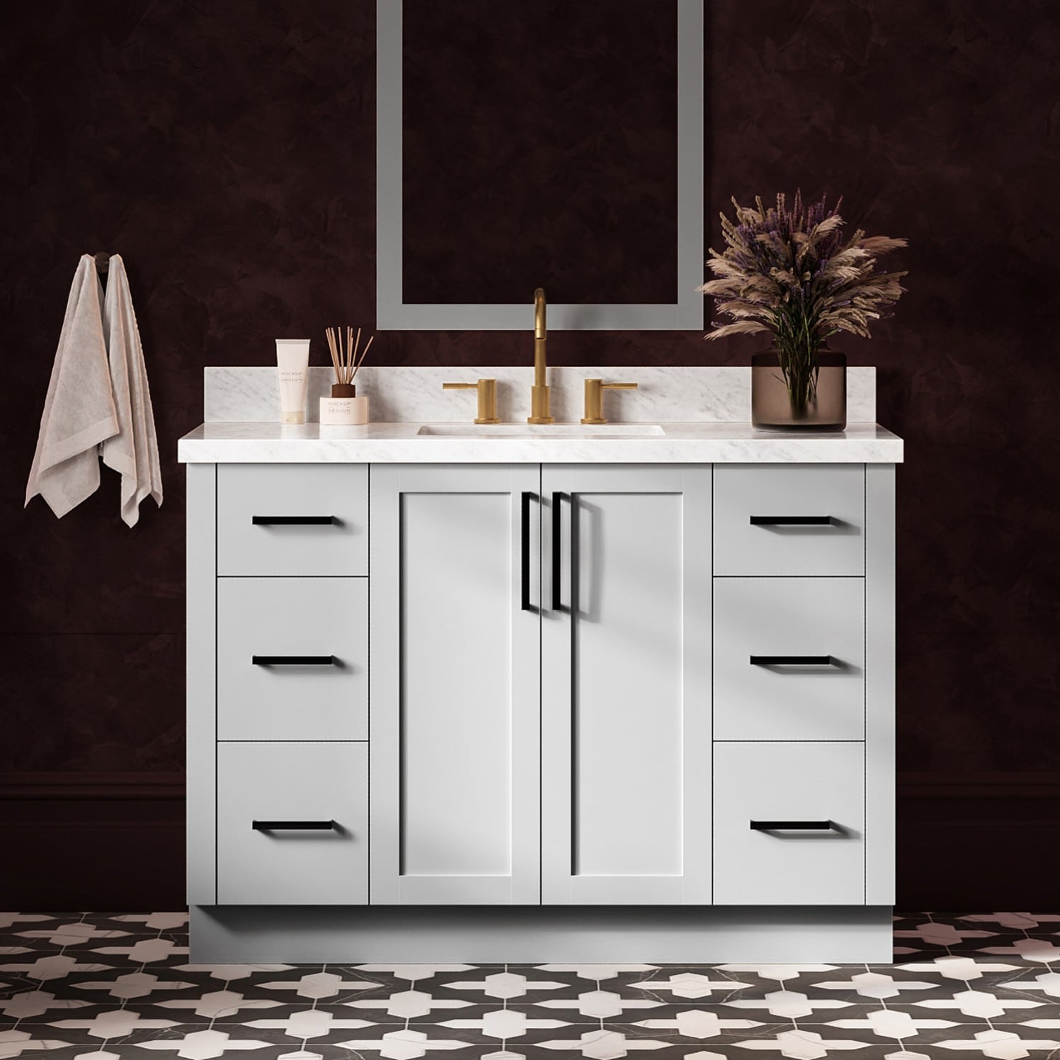 ARIEL Loren 48-in Grey Undermount Single Sink Bathroom Vanity with Italian Carrara Marble Marble Top