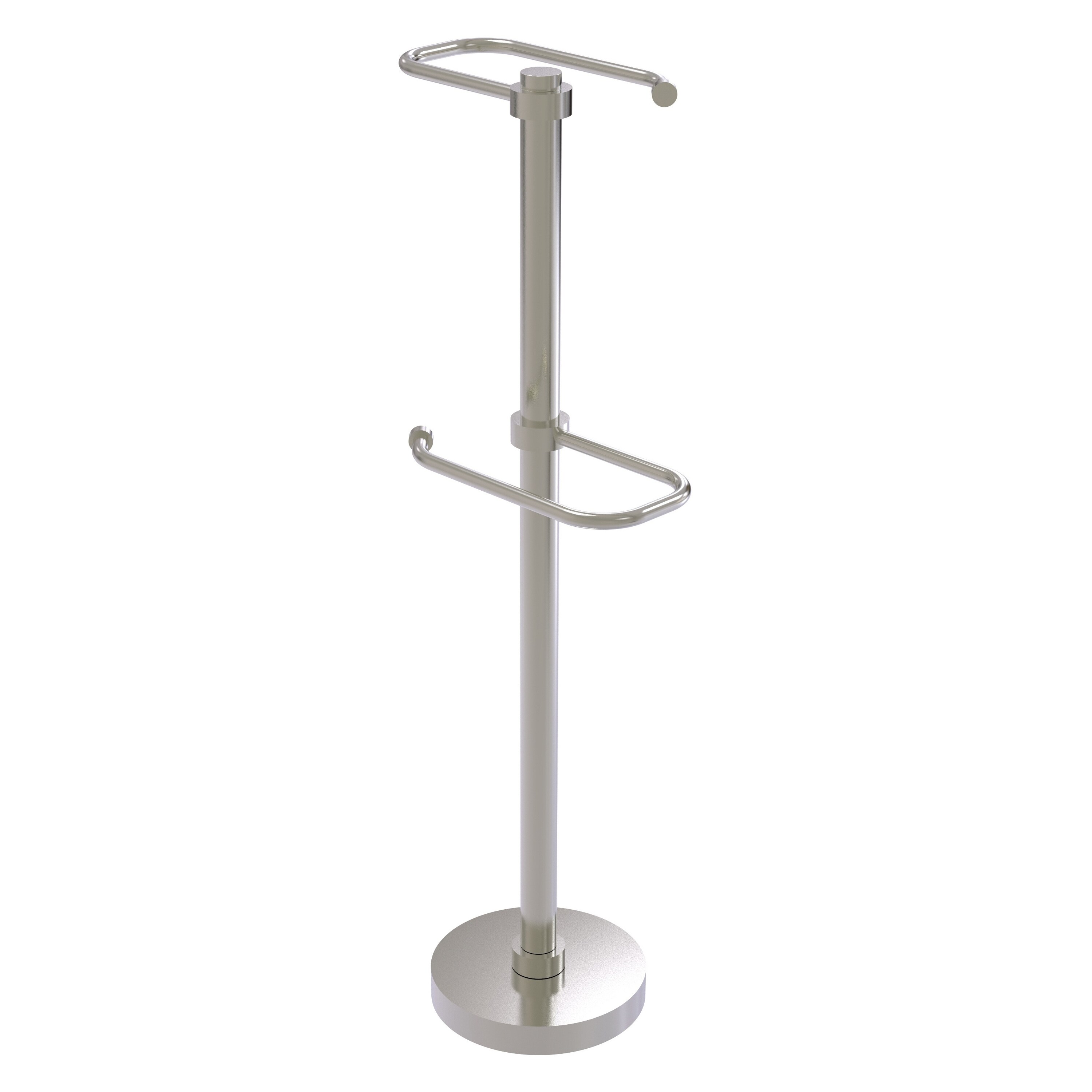 Allied Brass TS-26-SN Satin Nickel Freestanding Single post Toilet Paper Holder 2 -Rolls with Storage