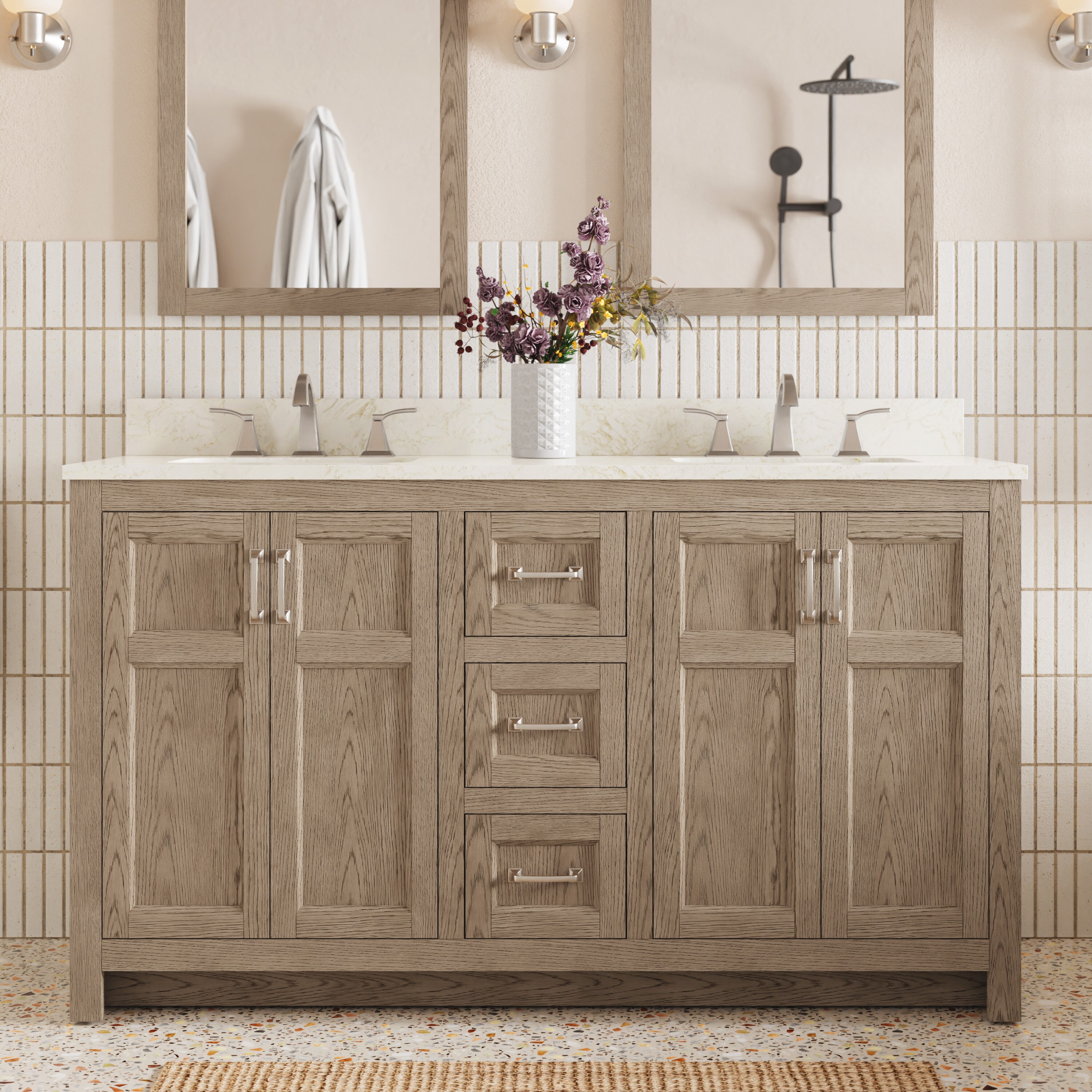 White washed online oak vanity