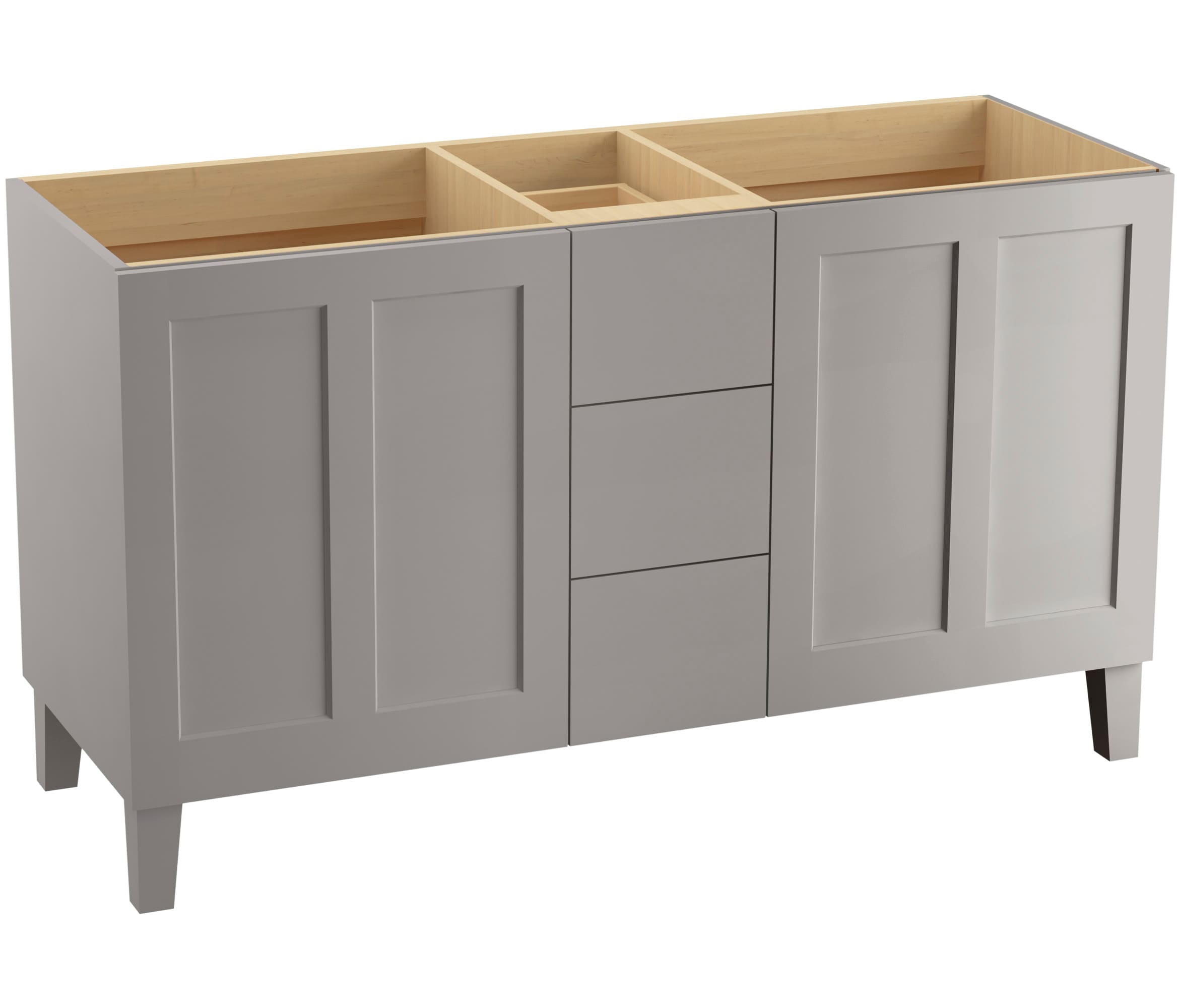 Poplin Collection K-99537-LG-1WT 60"" Freestanding Bathroom Vanity Cabinet with Legs  Two Doors and Three Drawers on Right Hand in Mohair -  Kohler, K99537LG1WT
