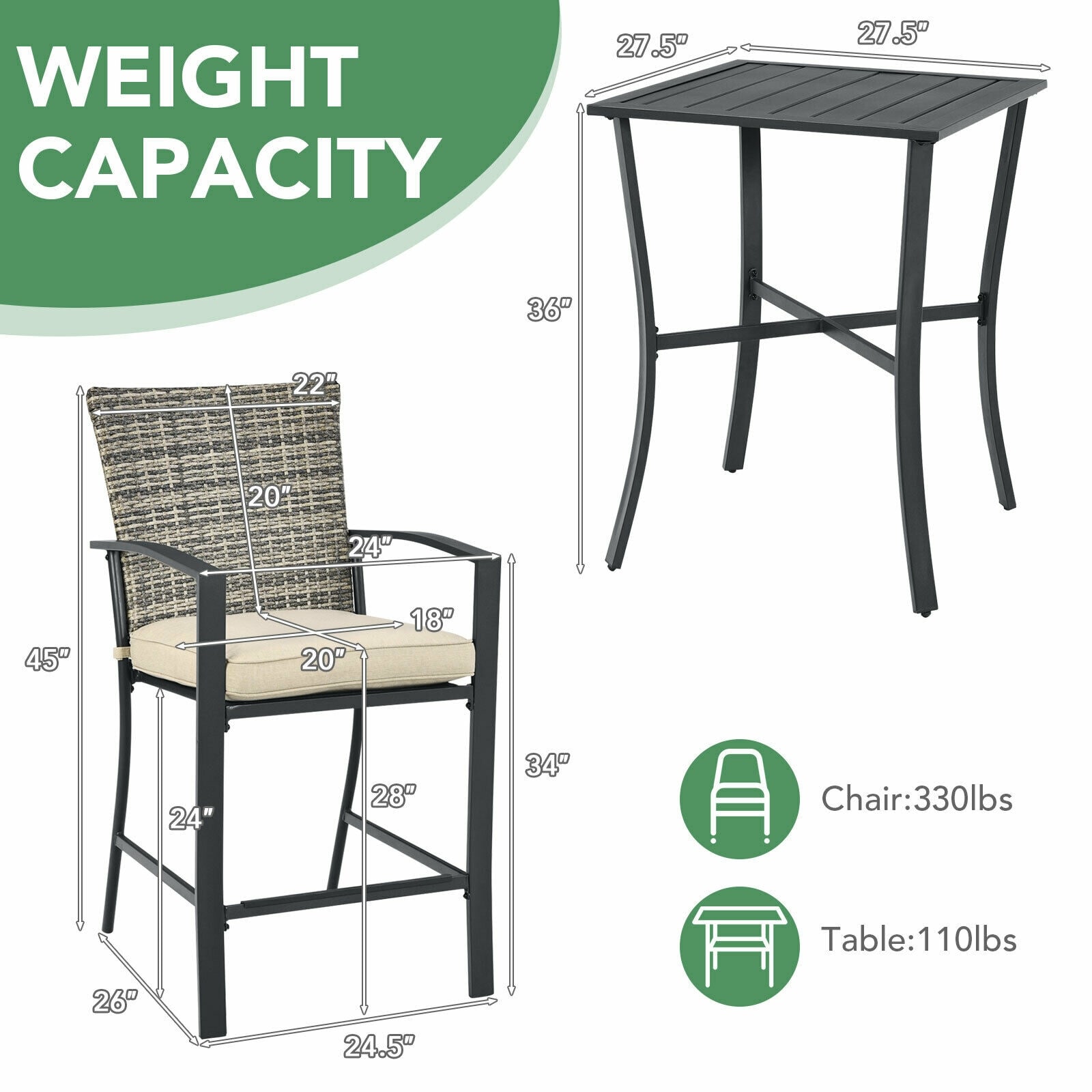 Forclover HYFE-10086GR Patio-Conversation-Sets - View #5