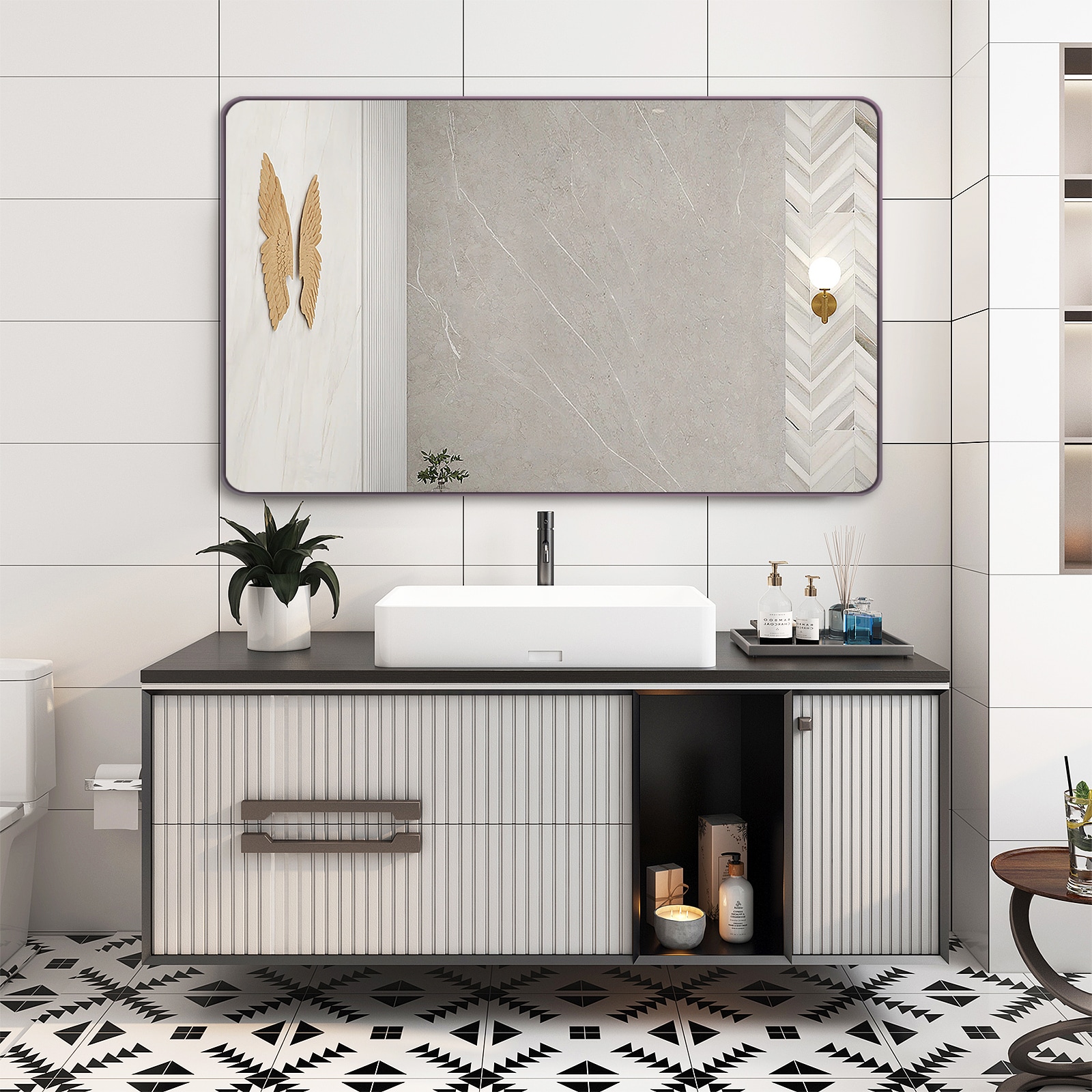 WELLFOR BFB8DHG-WF Framed-Bath-Mirrors - View #2