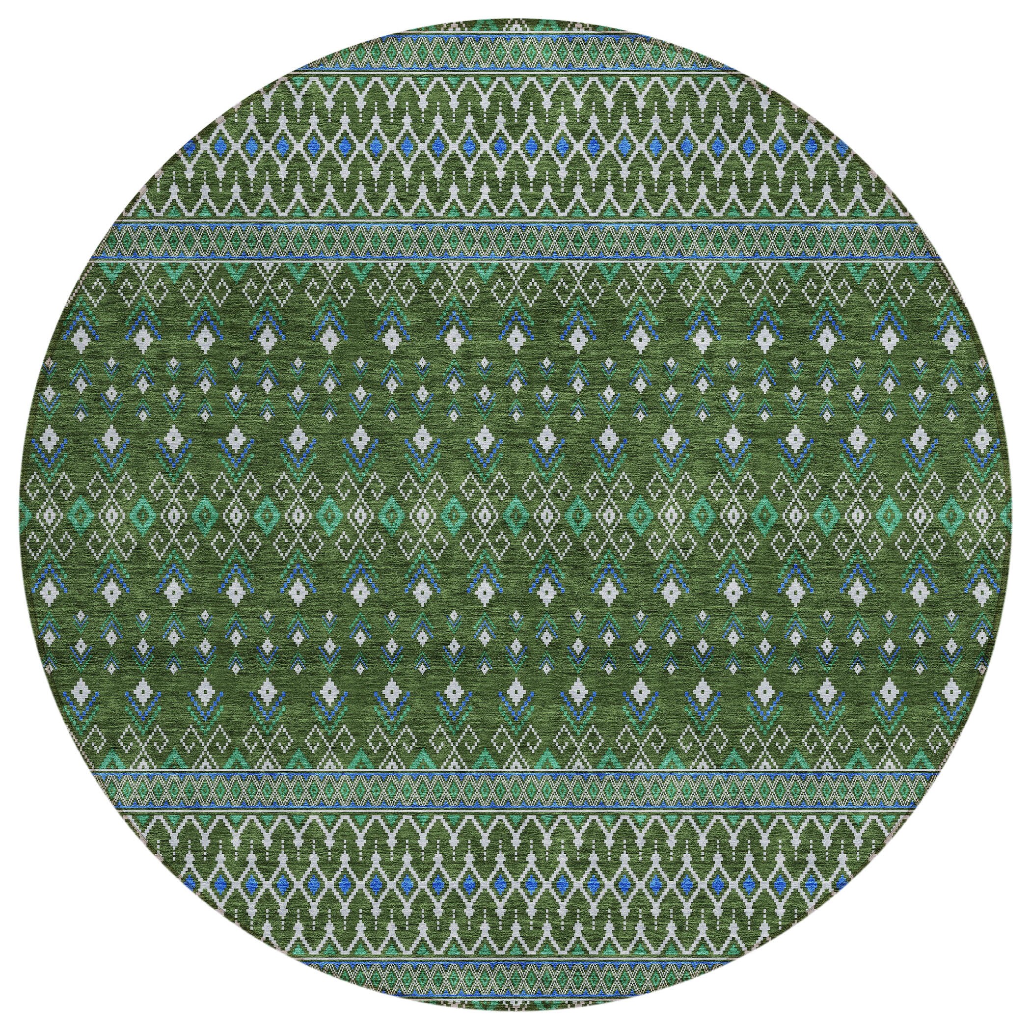 Addison Rugs ACN708OL8RO Chantille ACN708OL 8 x 8 (ft) Polyester Olive Round Indoor/Outdoor Geometric Machine washable Area rug