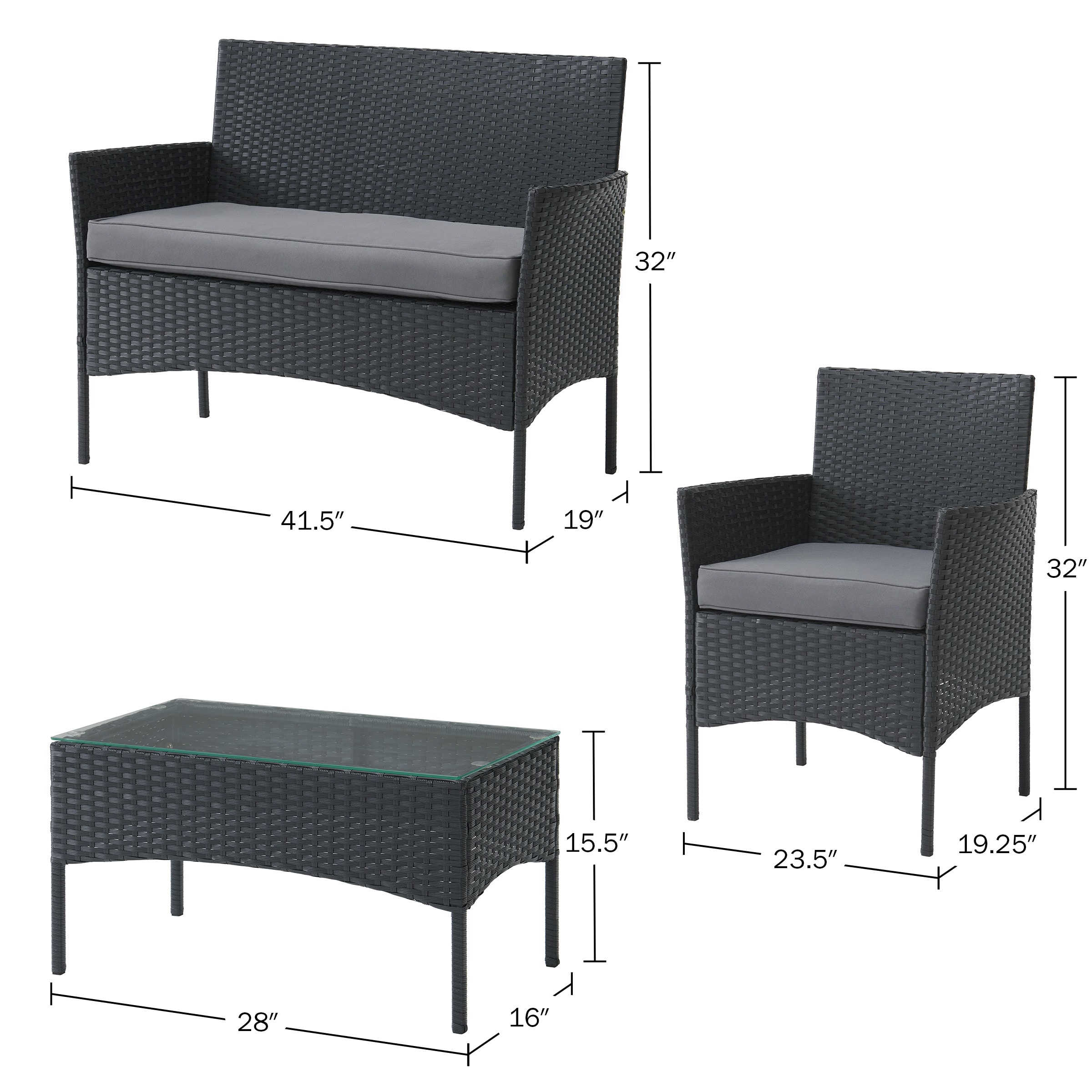 Lavish Home 80-OUTD-WK-SOF2CHTBL Patio-Conversation-Sets - View #7