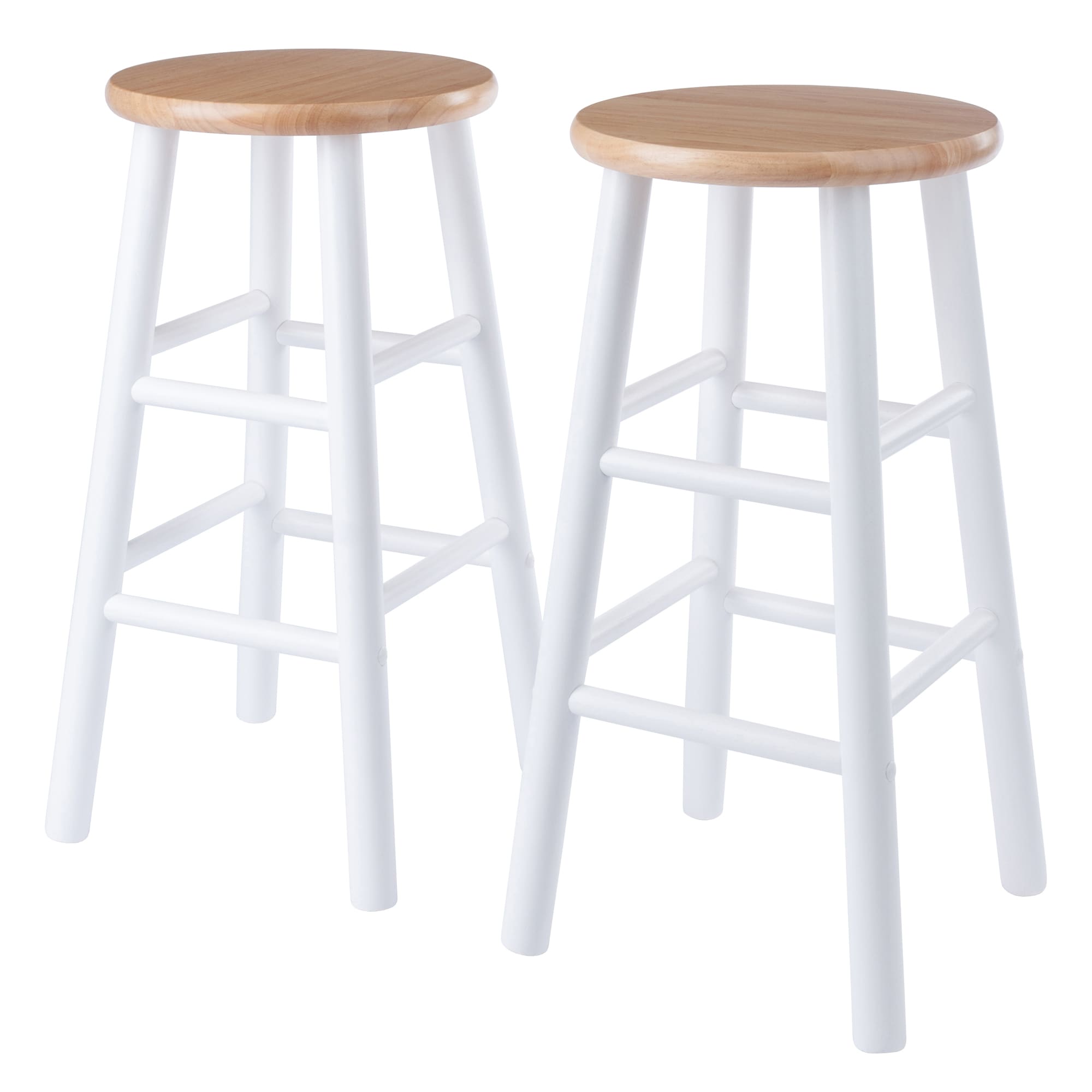 White Counter Height Bar Stool, White And Natural Wood Bar Stools