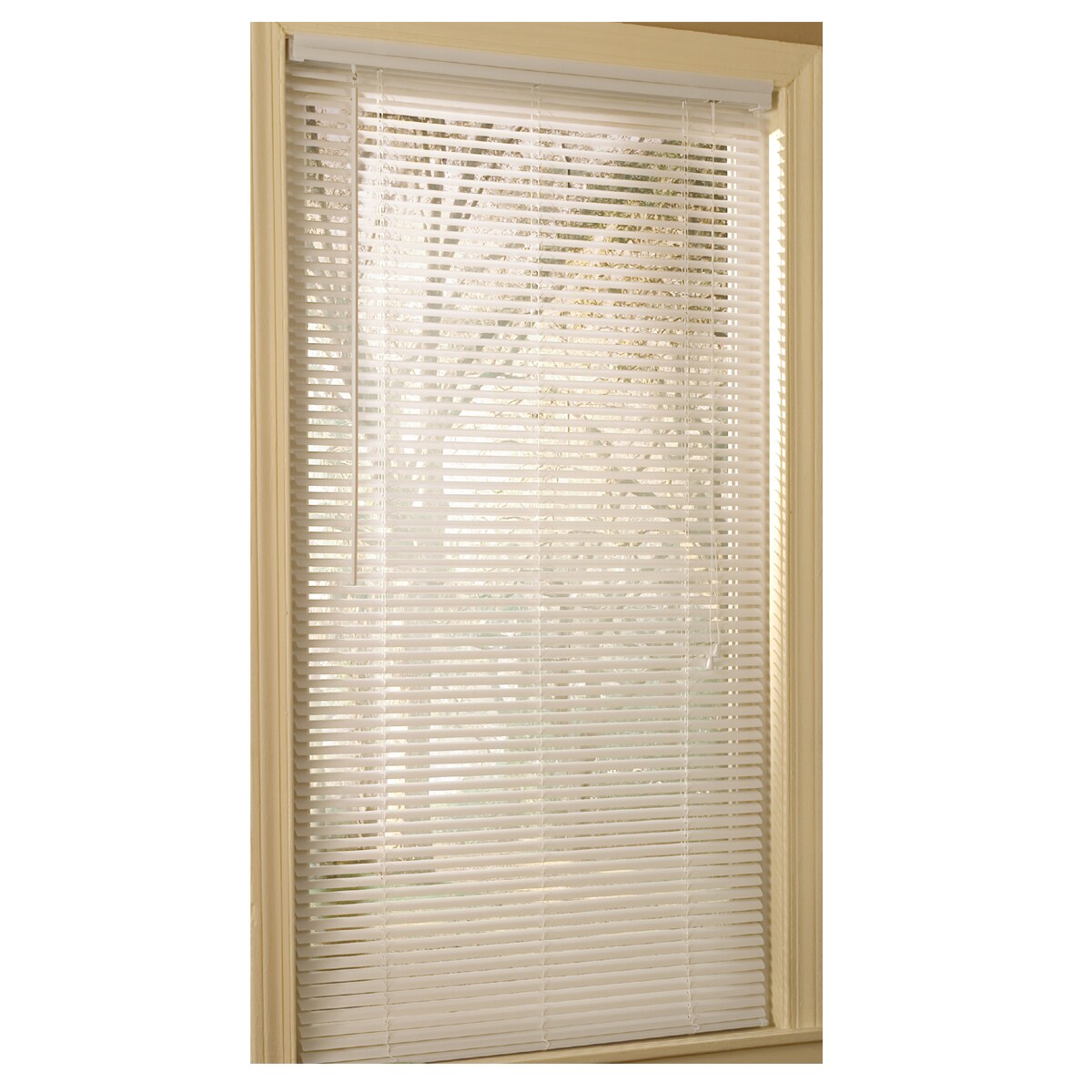Project Source 40020 Corded Light Filtering 1-in Slat Width 70-in x 64-in Cordless White Vinyl Light Filtering Mini-blinds