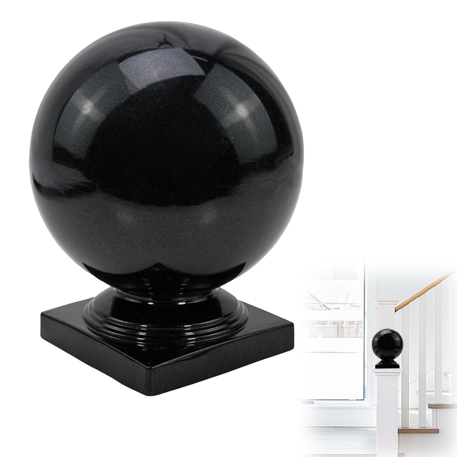 ITOPFOX  Aluminum Alloy Ball Top Post Caps for 3.2 by 3.2 Wood and Metal Fence Posts Weather Resistant Deck and Patio Post Caps