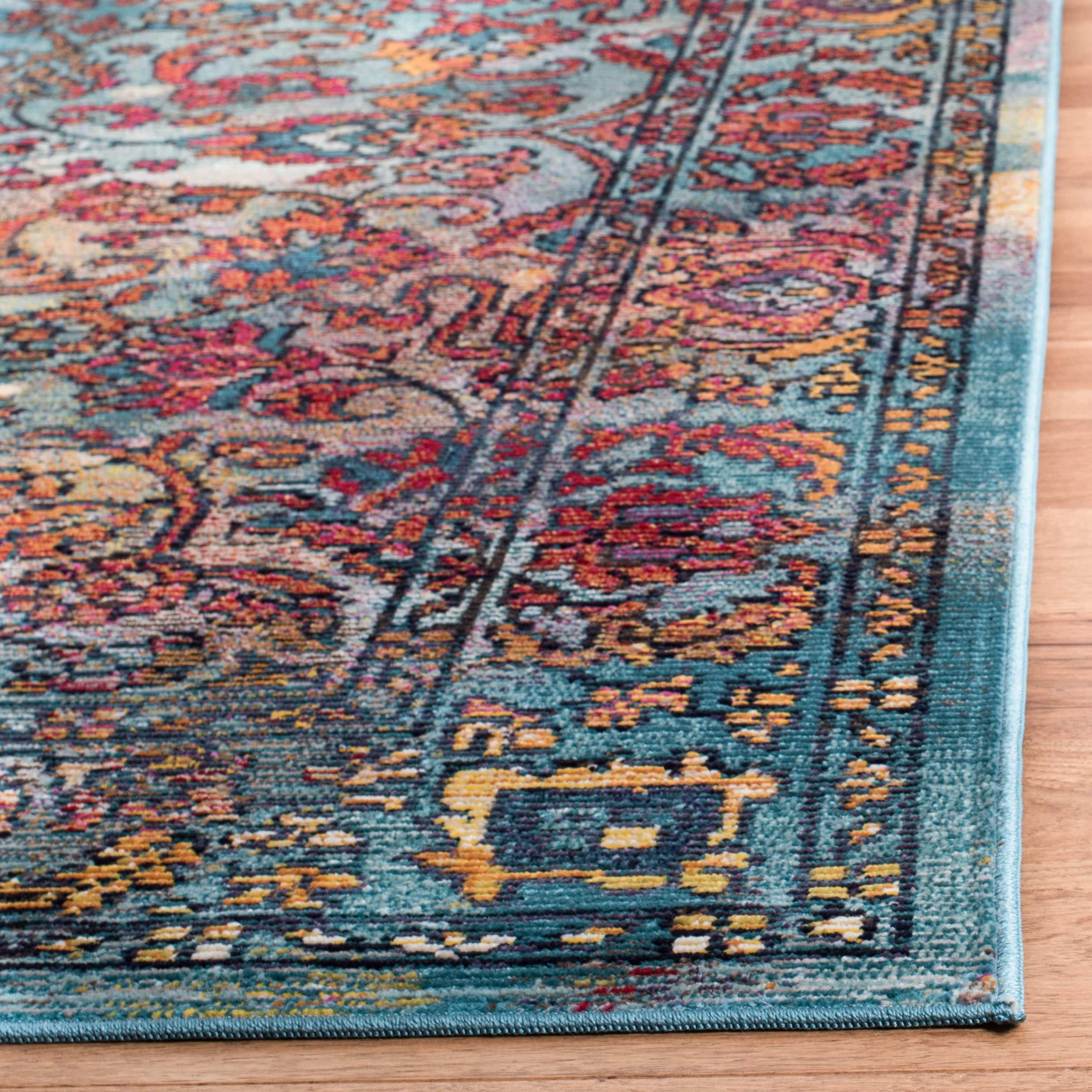 Elysian Fields Light Blue Floral Hand-Knotted Area Rug - 6'7" x 9'2"