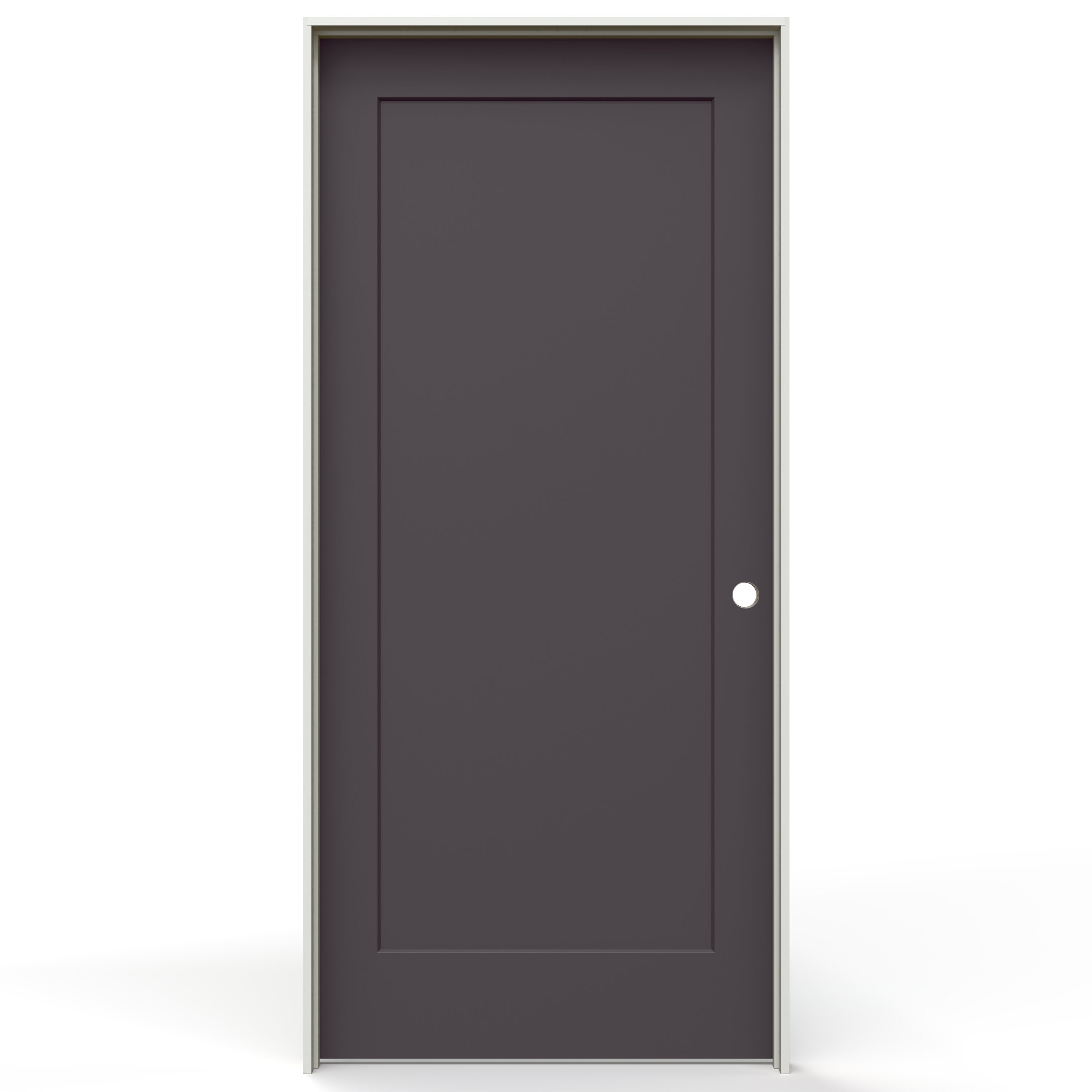 JELD-WEN LOWOLJW225300489 36-in x 80-in Fresh Fig Solid core 1-panel Left hand Smooth Prefinished Molded composite Flat Jamb Single Prehung Interior Door