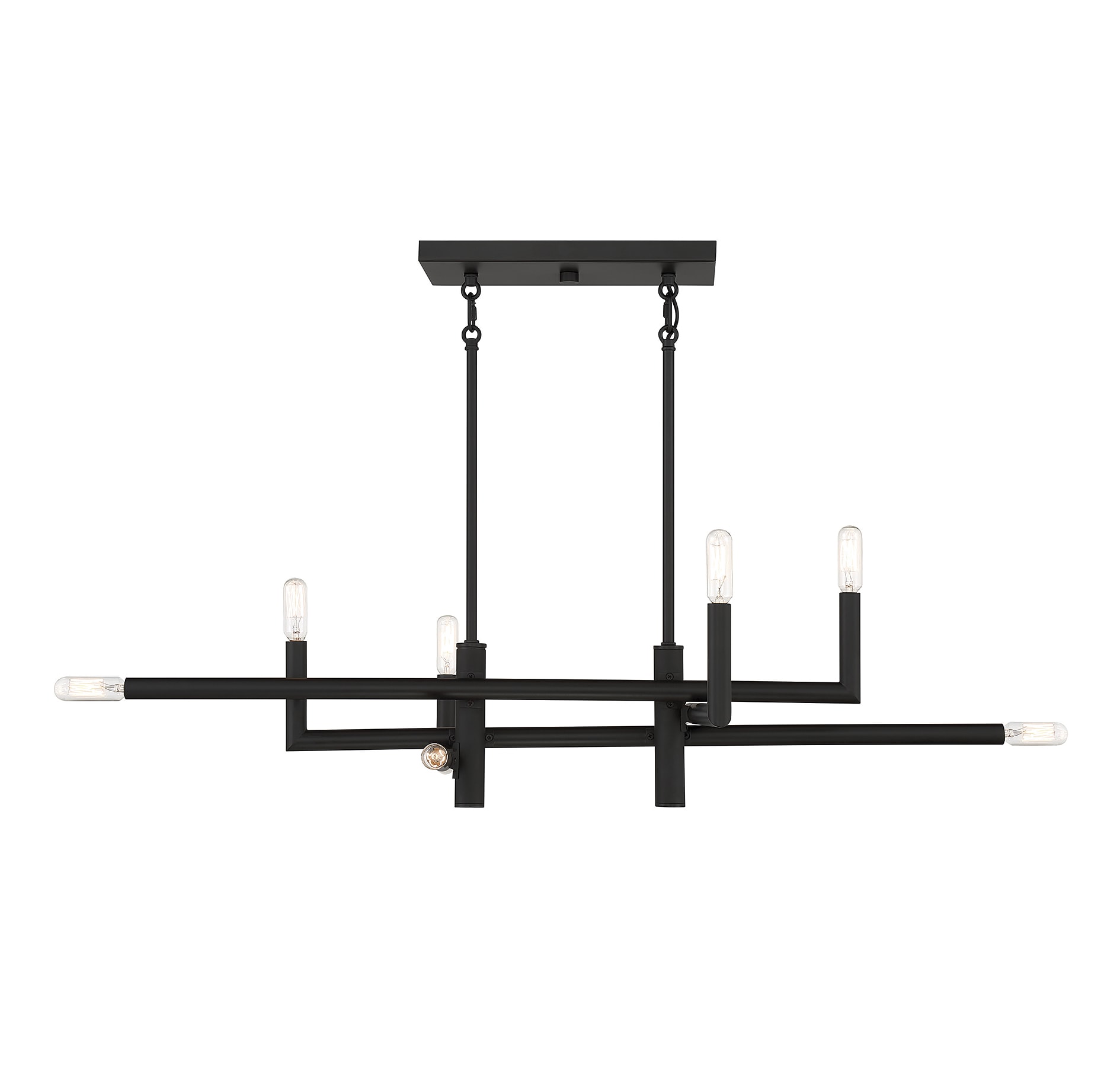 Matte Black 36" Vintage Linear Chandelier with 8 Lights