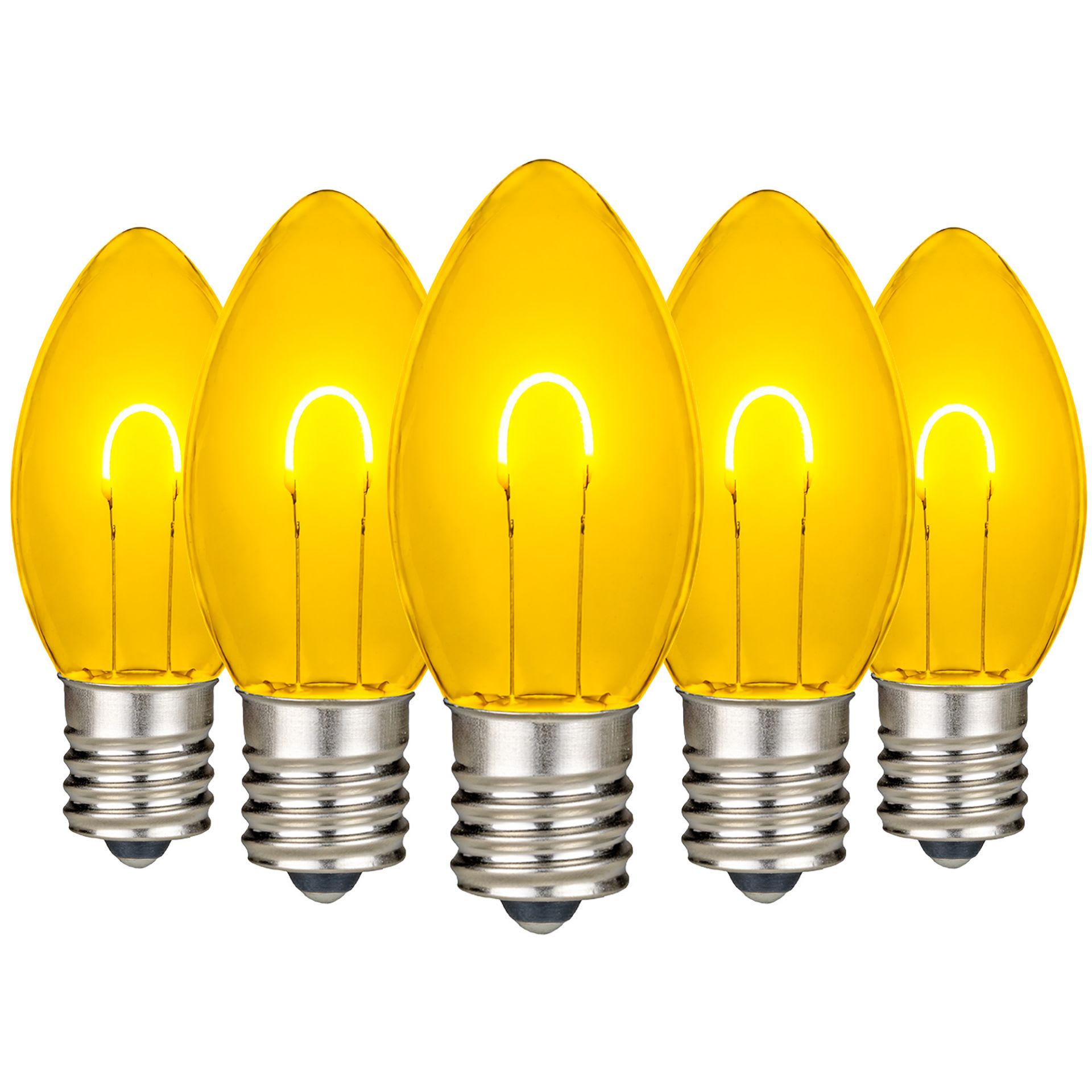Novelty Lights - Festive Living 25 Pack Yellow C9 LED Replacement Bulbs Dimmable U-Shaped Filamen...