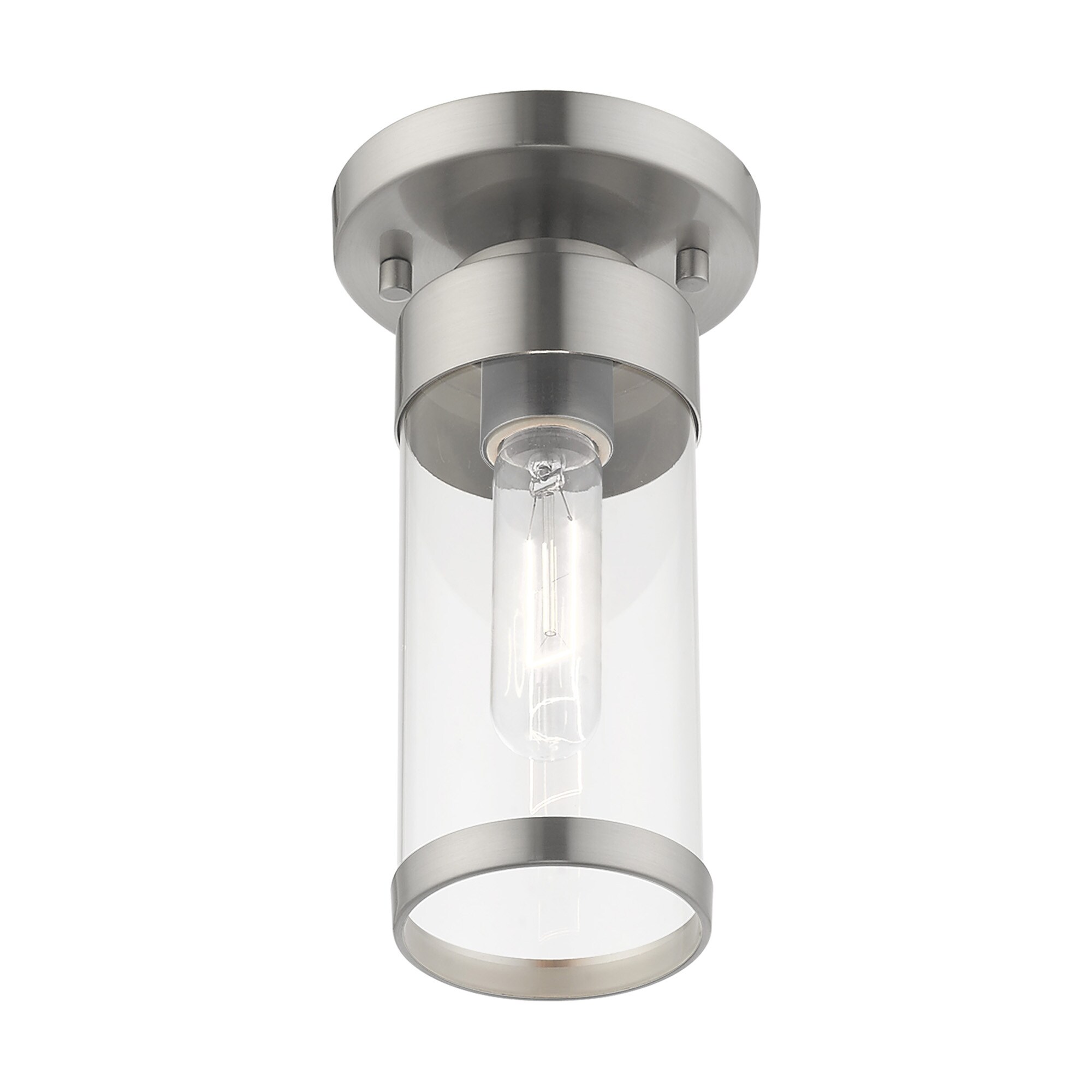 Hillcrest Contemporary Brushed Nickel 1-Light Flush Mount