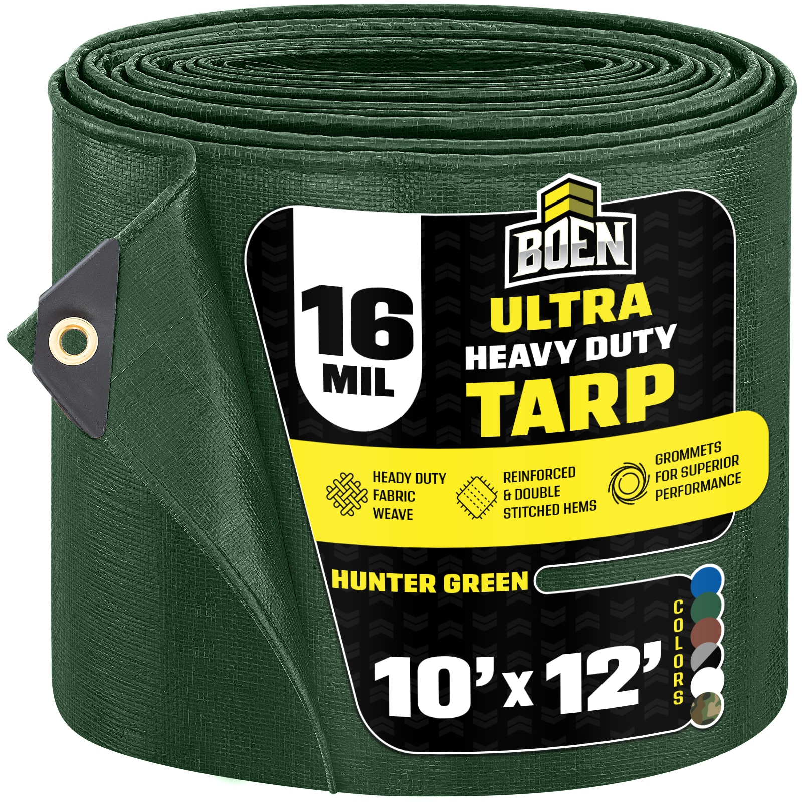BOEN 10-ft x 12-ft Green Waterproof Commercial Polyethylene 16-mil Tarp #HGT-1012